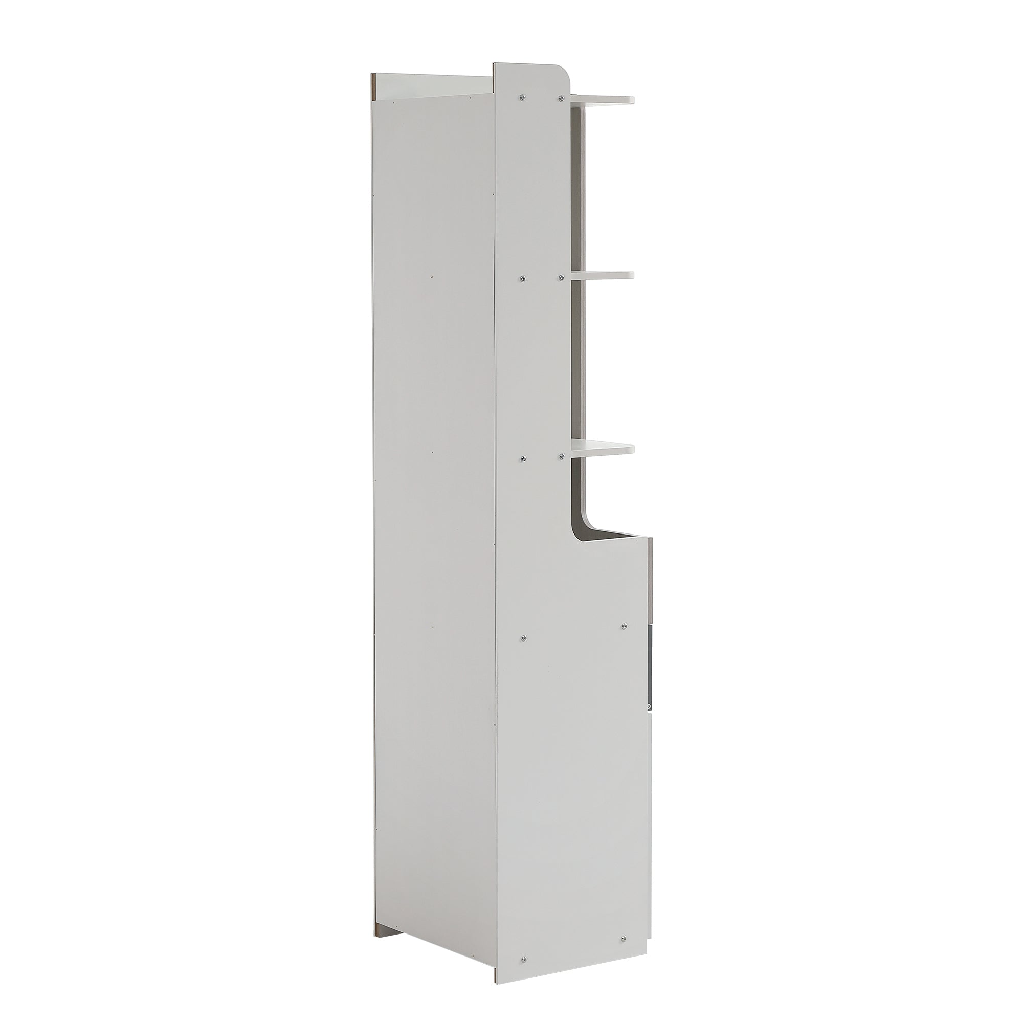 Logidon Tall Bookcase White Gray 184 cm With L-Shaped Door And Drawer