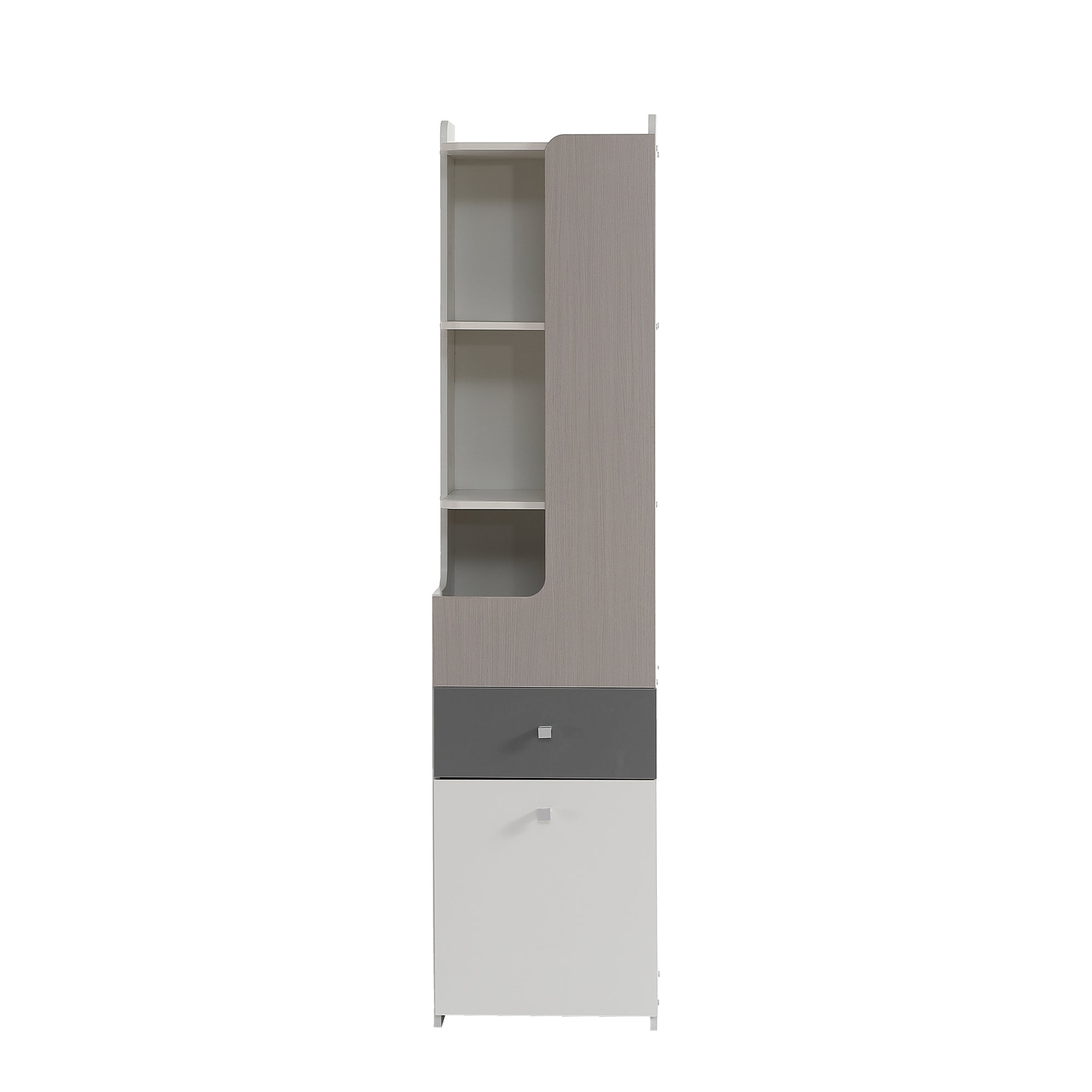 Logidon Tall Bookcase White Gray 184 cm With L-Shaped Door And Drawer