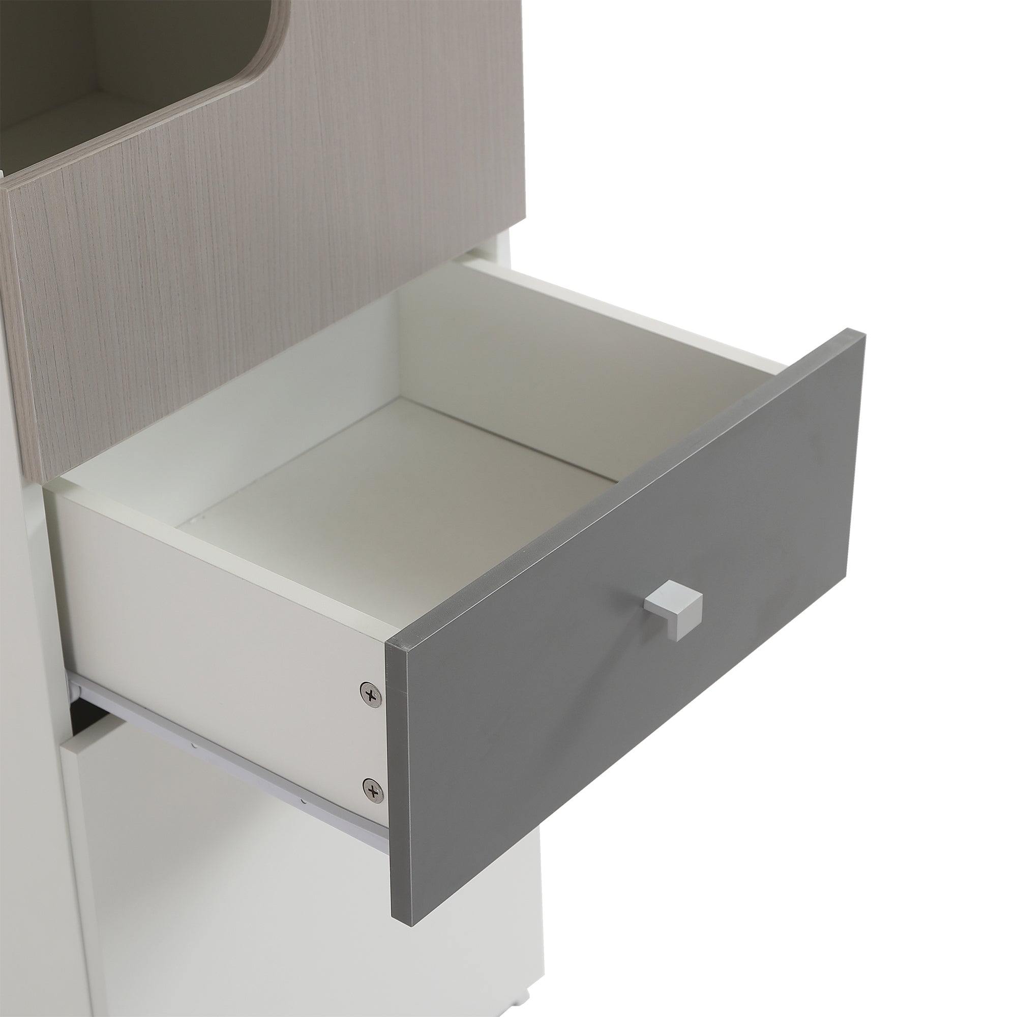 Logidon Tall Bookcase White Gray 184 cm With L-Shaped Door And Drawer