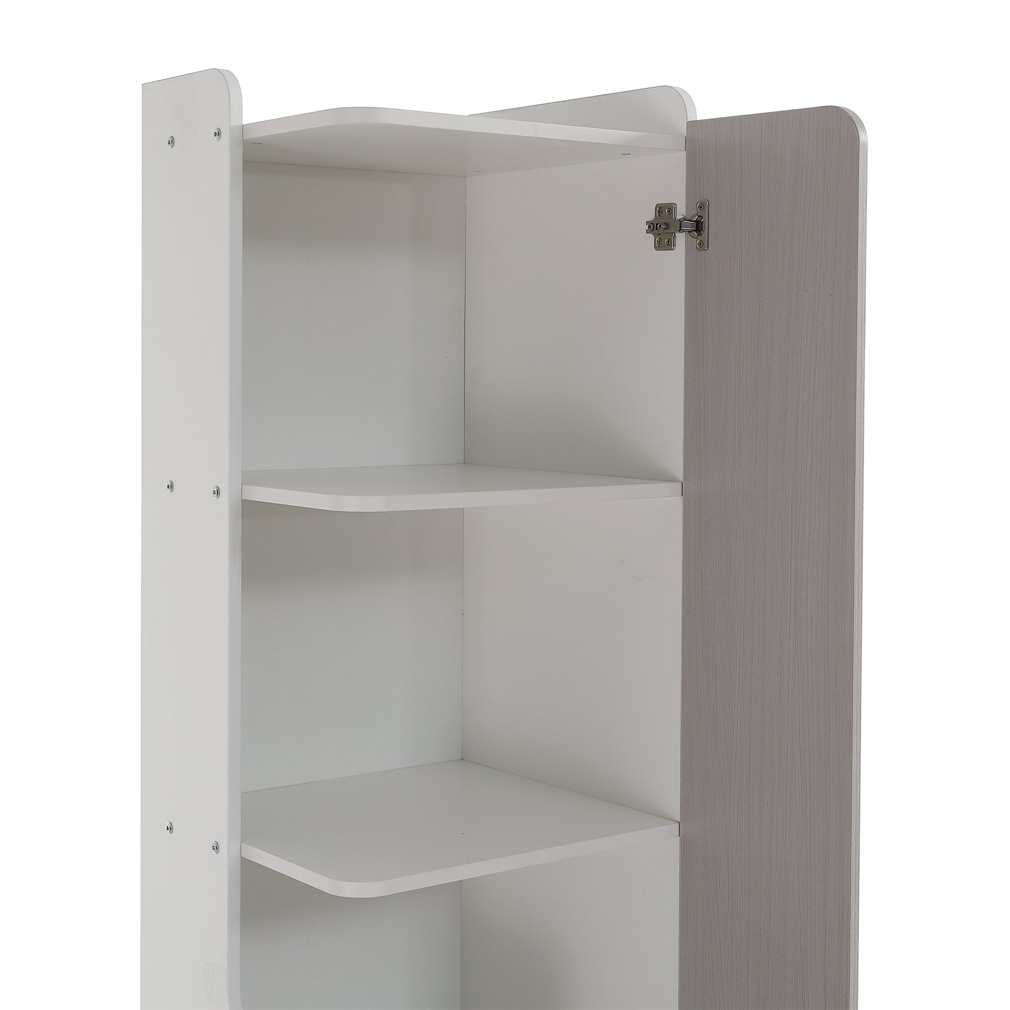 Logidon Tall Bookcase White Gray 184 cm With L-Shaped Door And Drawer