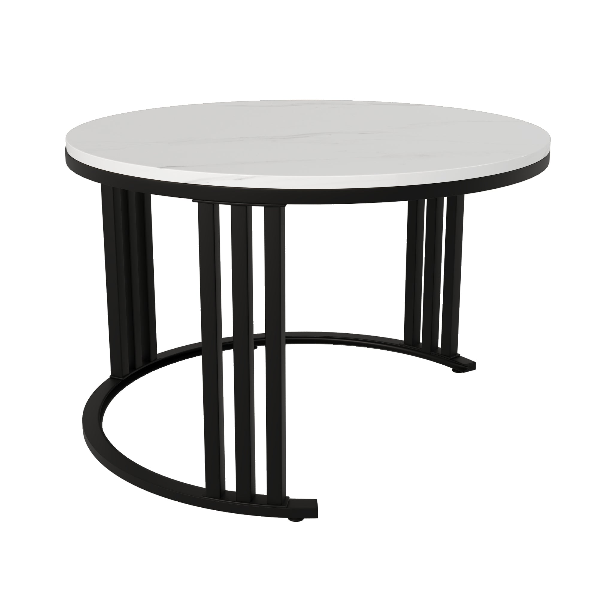 Logidon 2-in-1 ronde MDF salontafelset grijs glanzend blad 70x70 + 50x50 cm