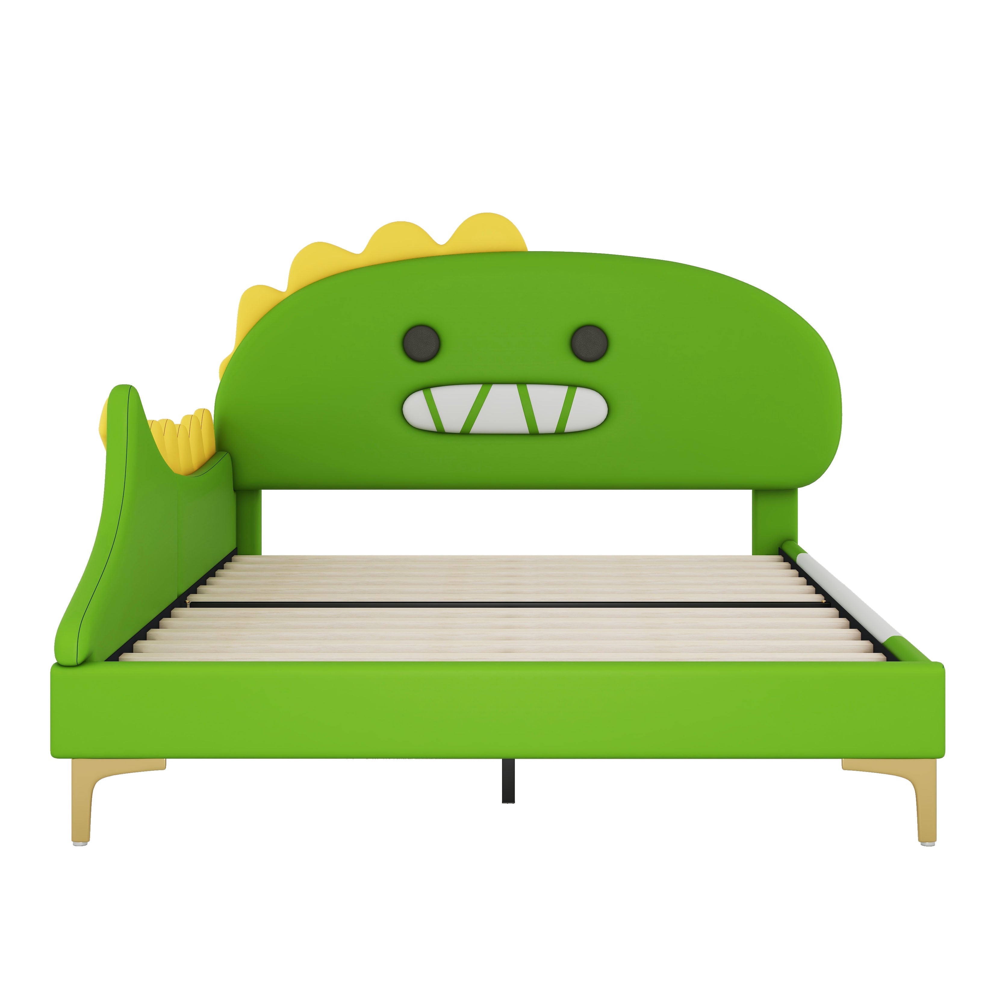 Logidon Dino kinderbed 140x200cm groene cartoon dinosaurusvorm