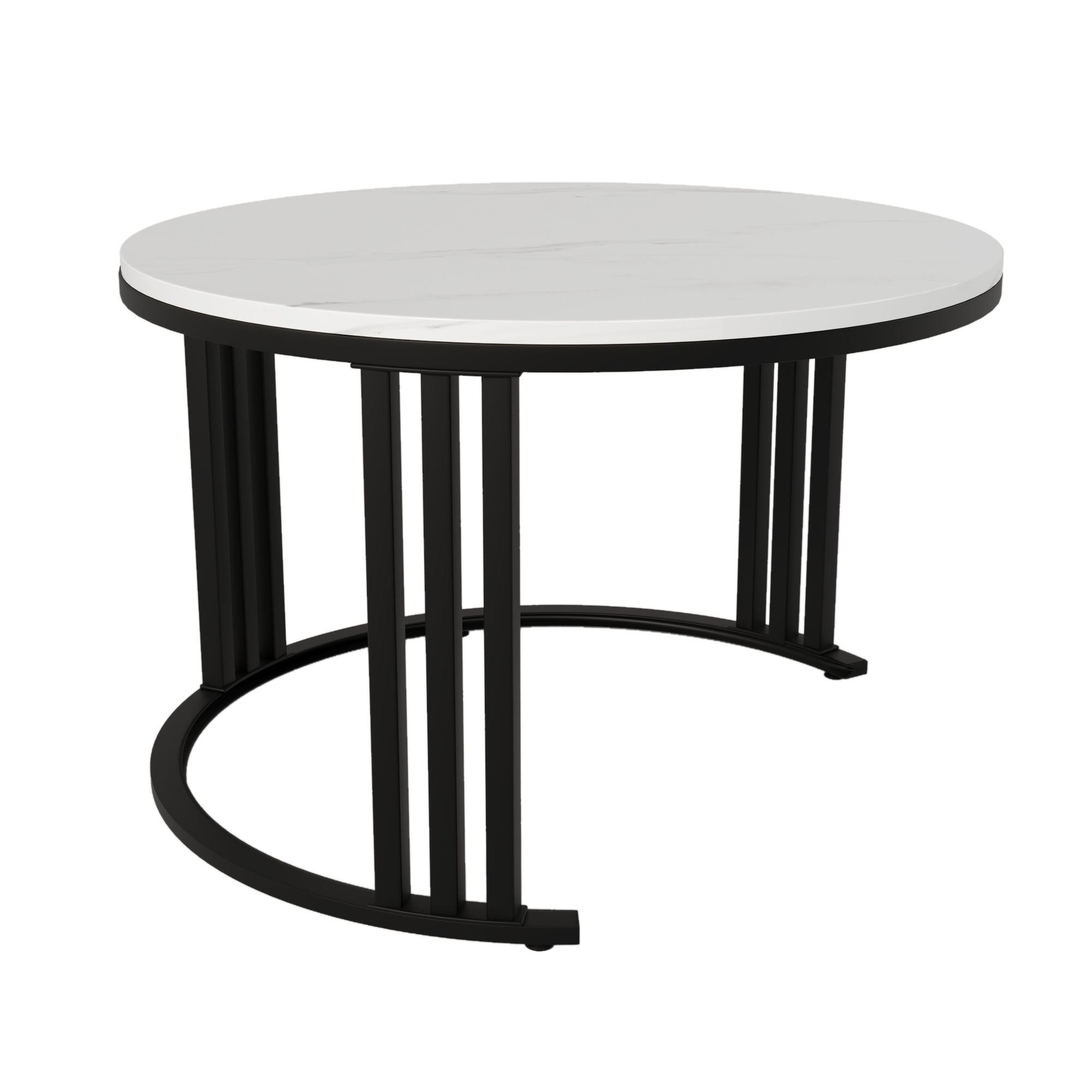 Logidon 2-in-1 ronde MDF salontafelset grijs glanzend blad 70x70 + 50x50 cm