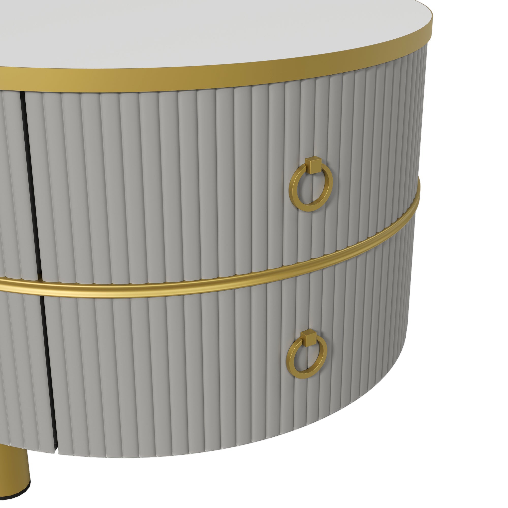 Logidon 2-in-1 ronde MDF salontafelset grijs glanzend blad 70x70 + 50x50 cm