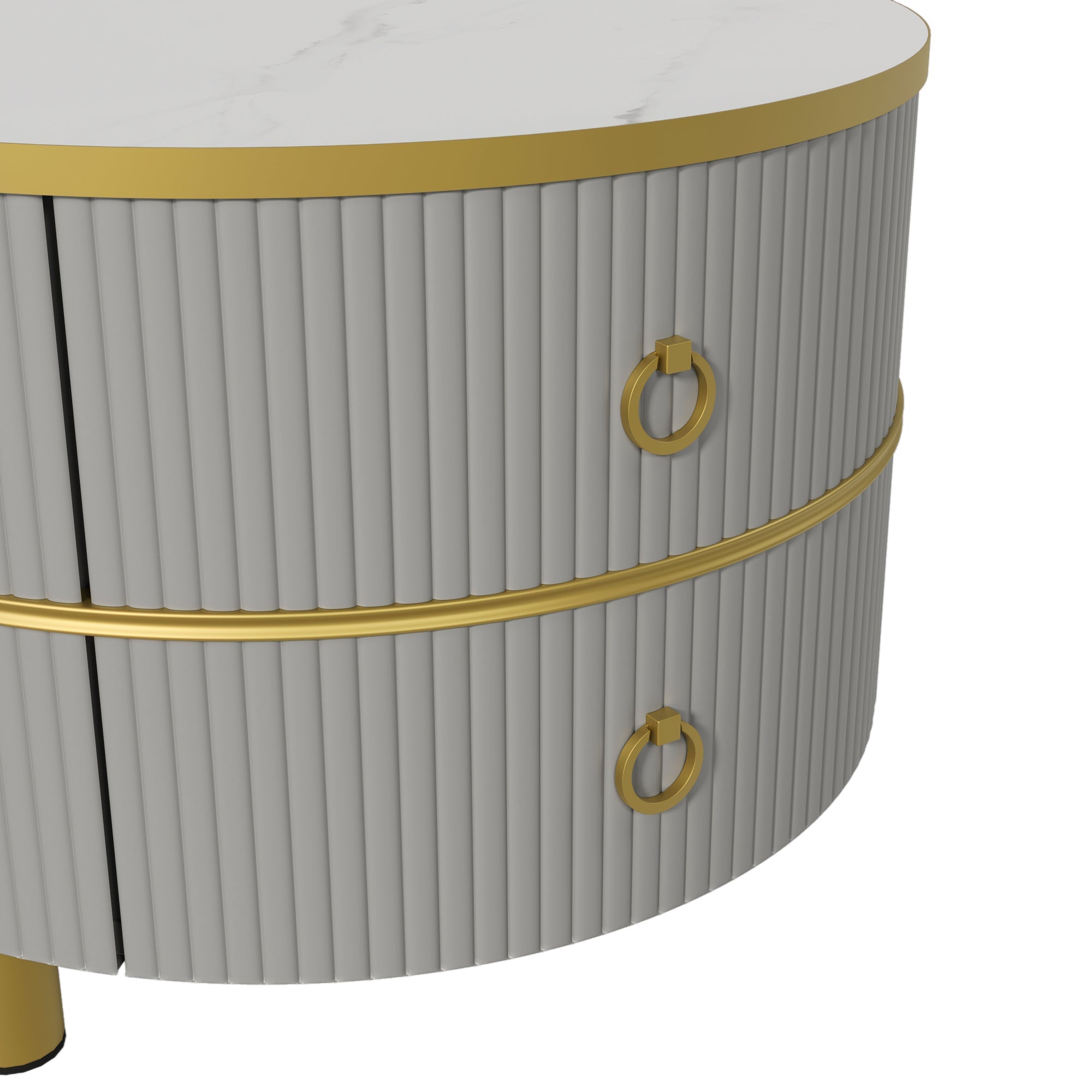 Logidon 2-in-1 ronde MDF salontafelset grijs glanzend blad 70x70 + 50x50 cm
