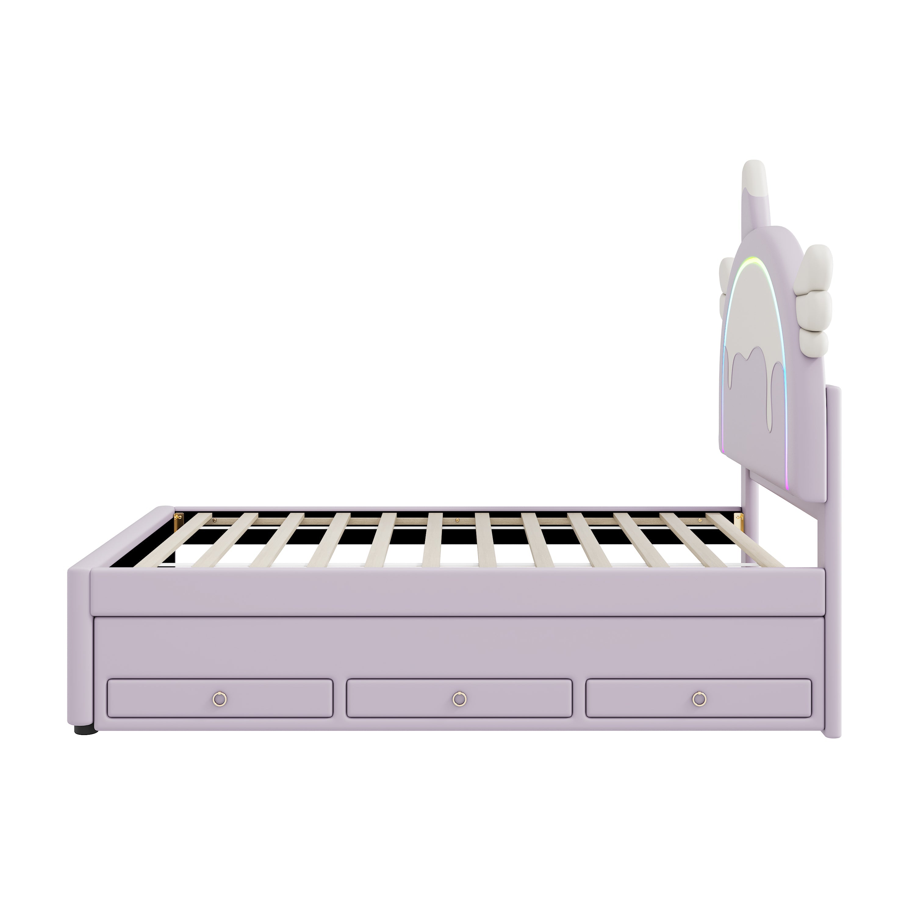 Logidon unicorn children's bed 90x200 cm, pull-out trundle bed, purple