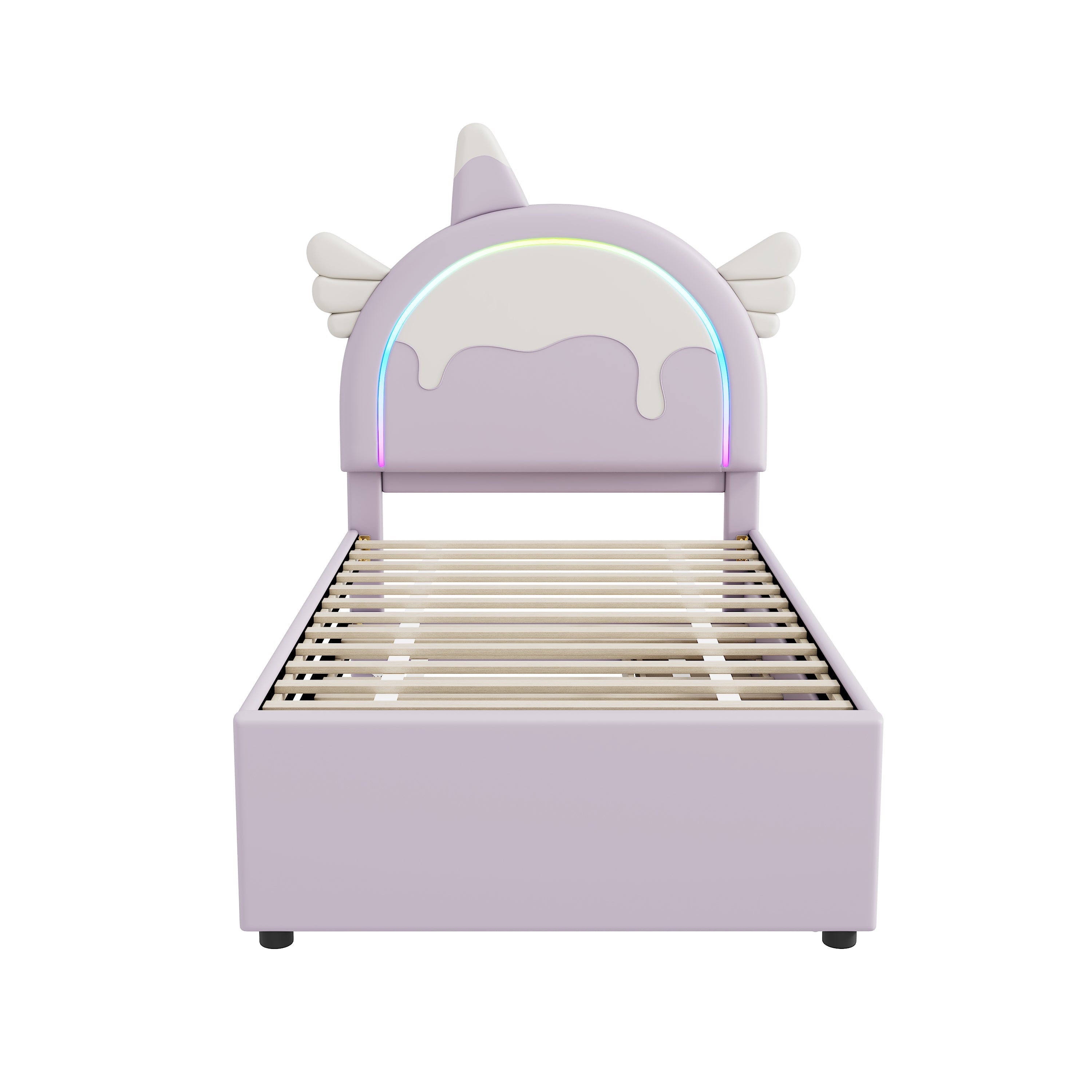 Logidon unicorn children's bed 90x200 cm, pull-out trundle bed, purple