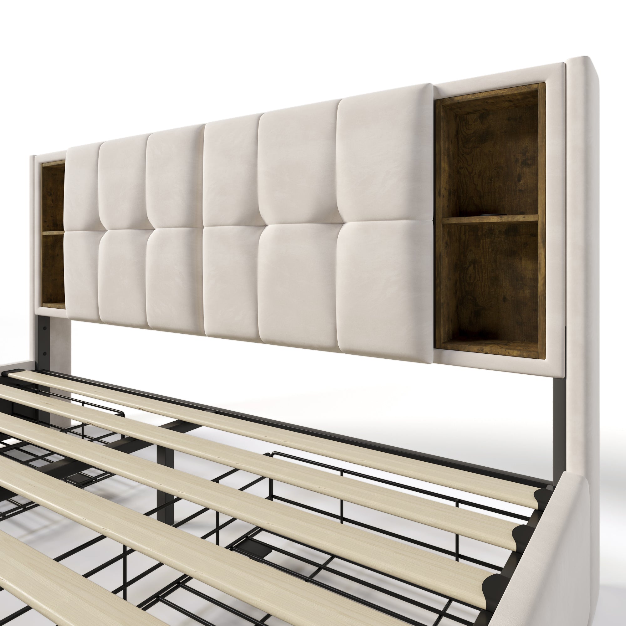Logidon Tweepersoonsbed Draadloos Opladen Usb C 4 Laden Beige 160x200