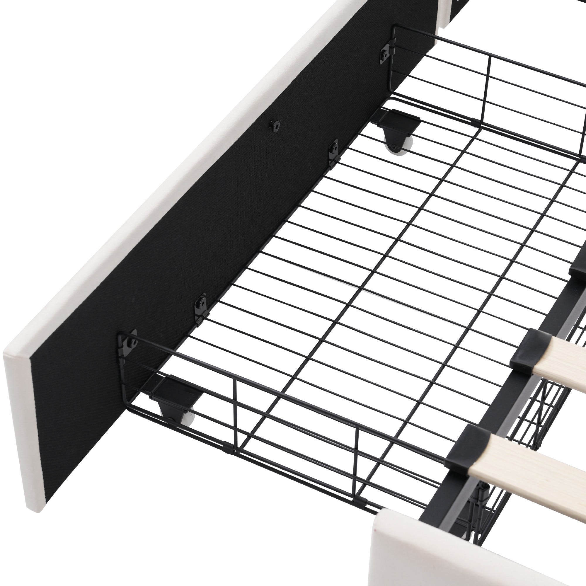 Logidon tweepersoonsbed met draadloos opladen USB C en 4 lades beige