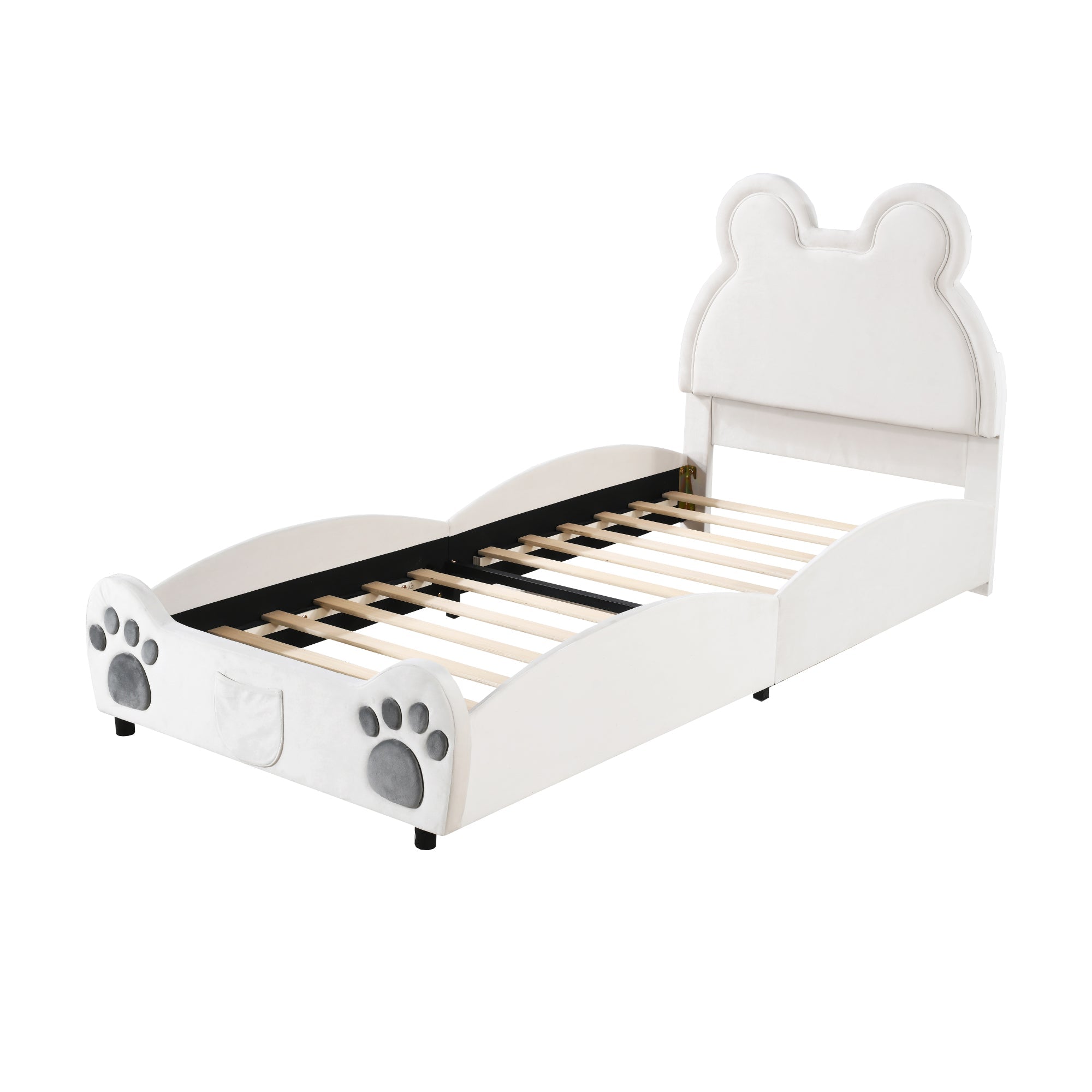 Logidon gestoffeerd bed beervorm 90x200 centimeter wit velours