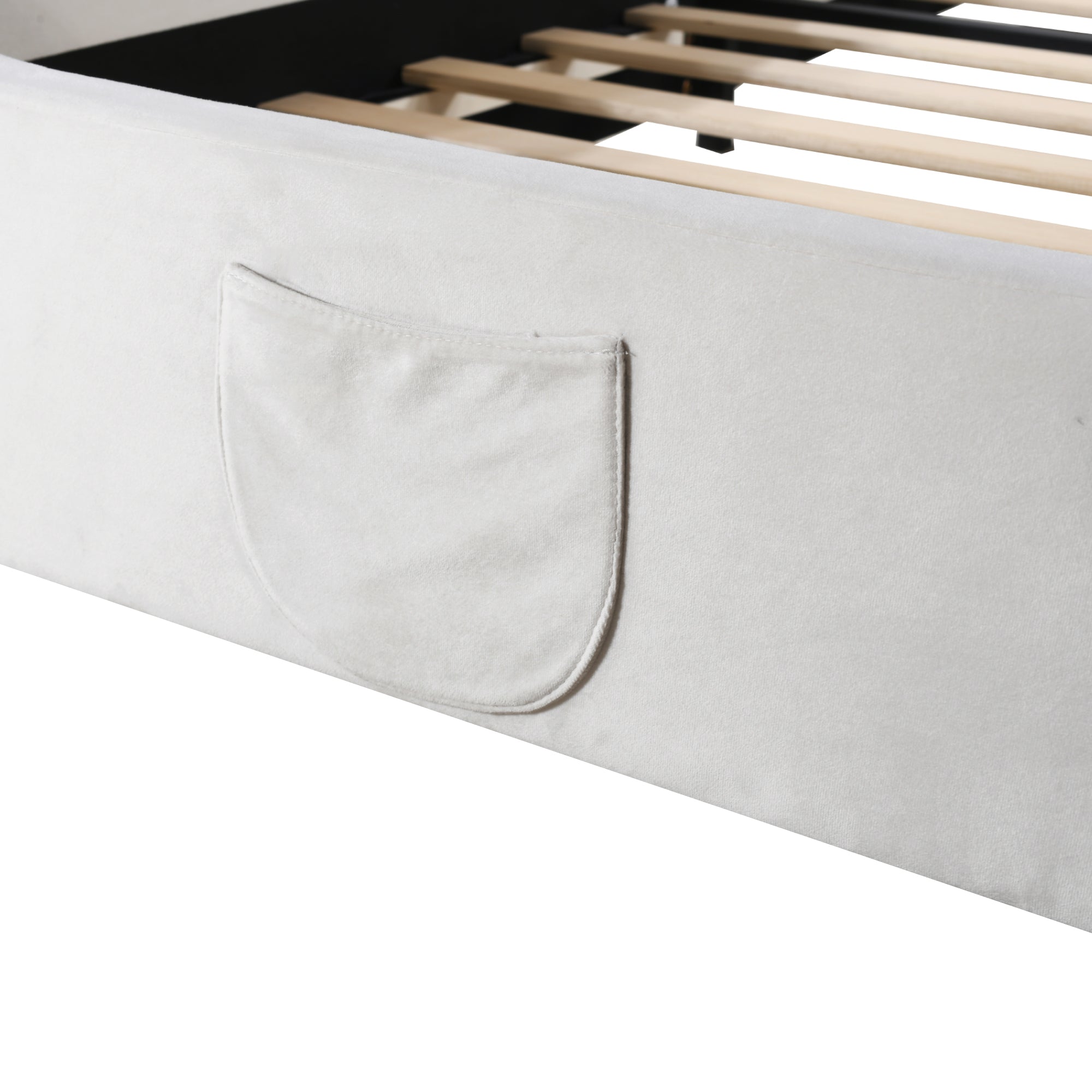 Logidon gestoffeerd bed beervorm 90x200 centimeter wit velours