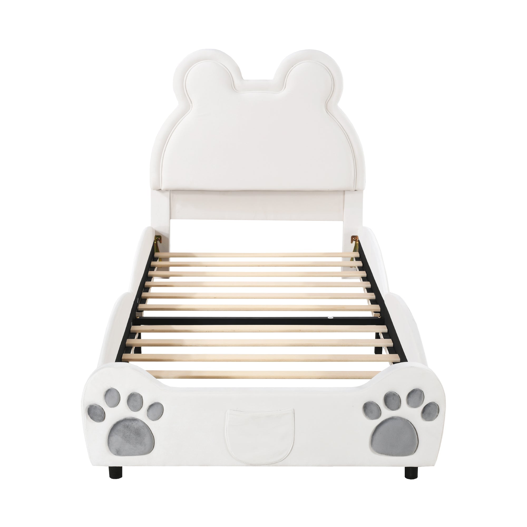 Logidon gestoffeerd bed beervorm 90x200 centimeter wit velours