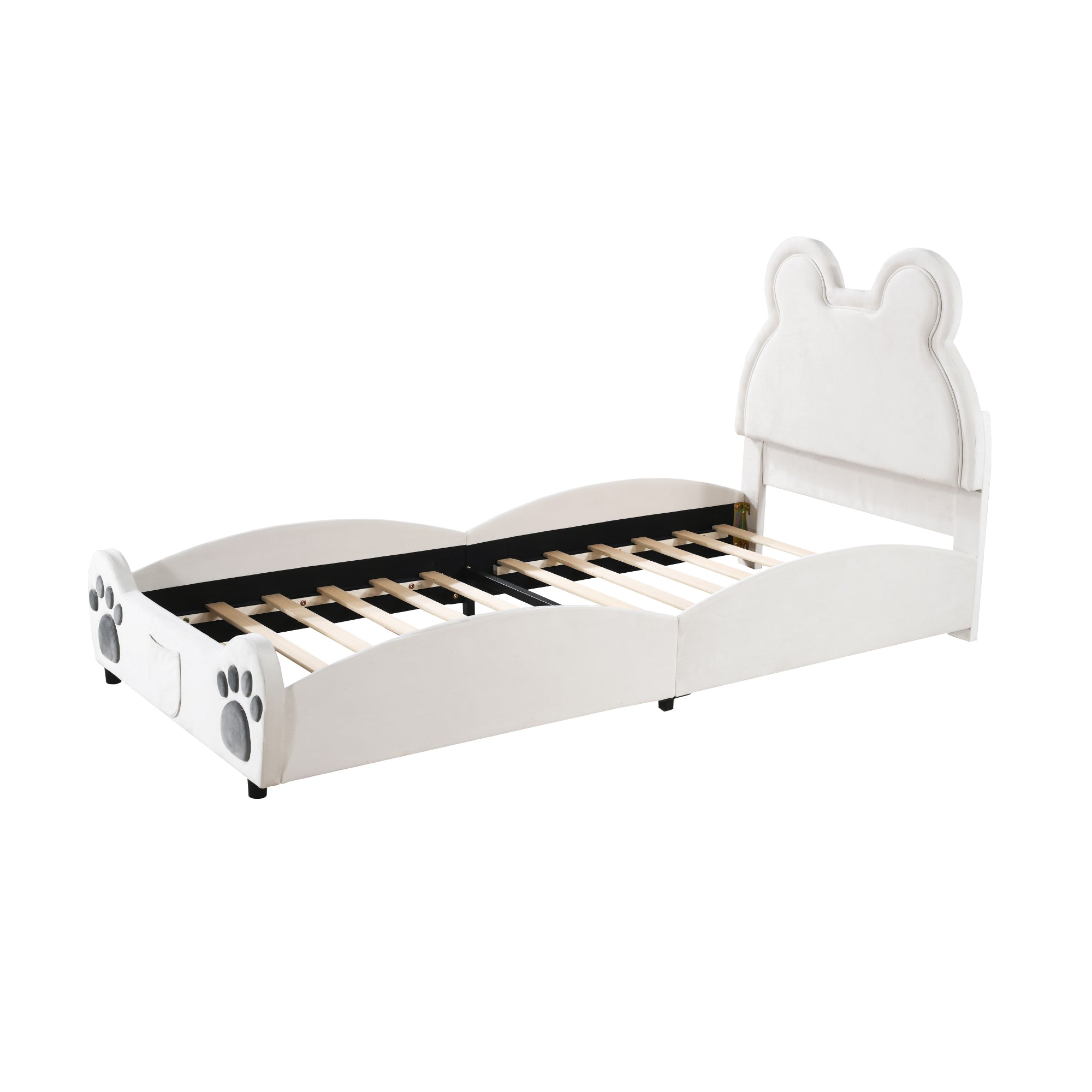 Logidon gestoffeerd bed beervorm 90x200 centimeter wit velours