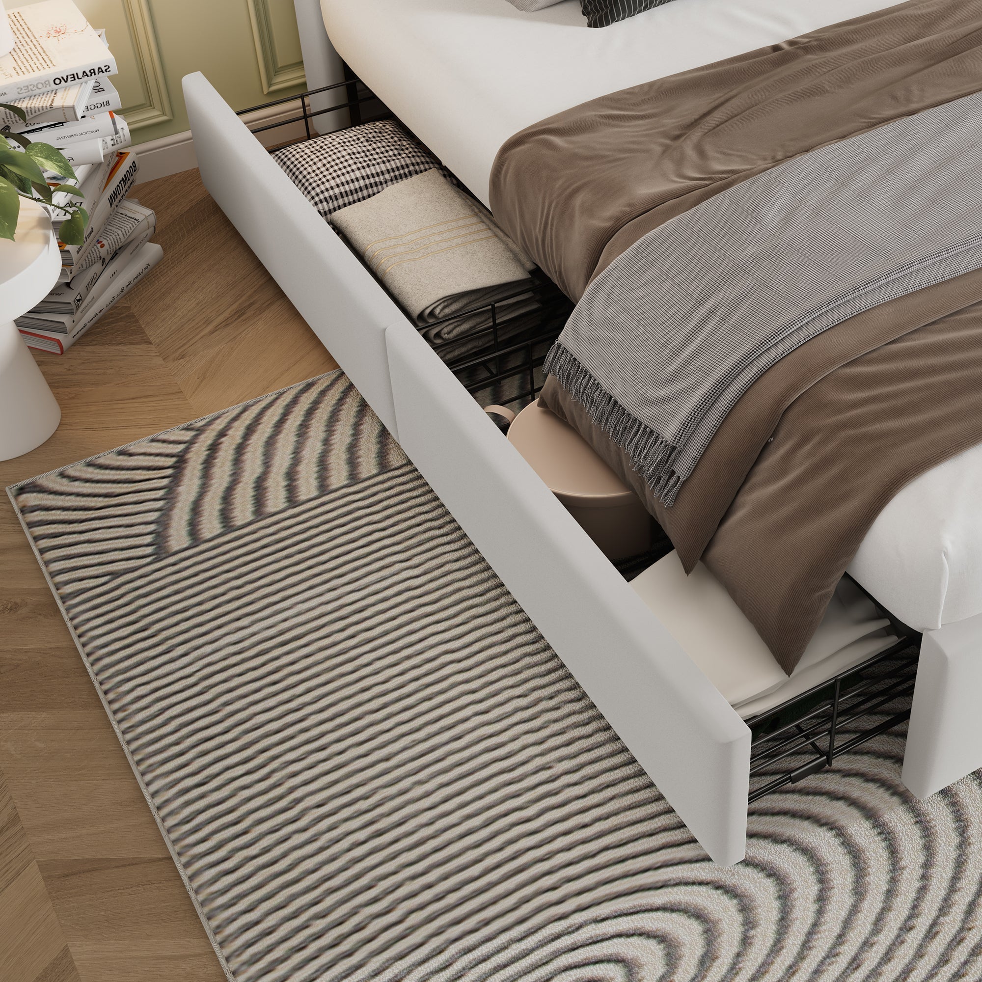 Logidon Tweepersoonsbed Draadloos Opladen Usb C 4 Laden Beige 160x200