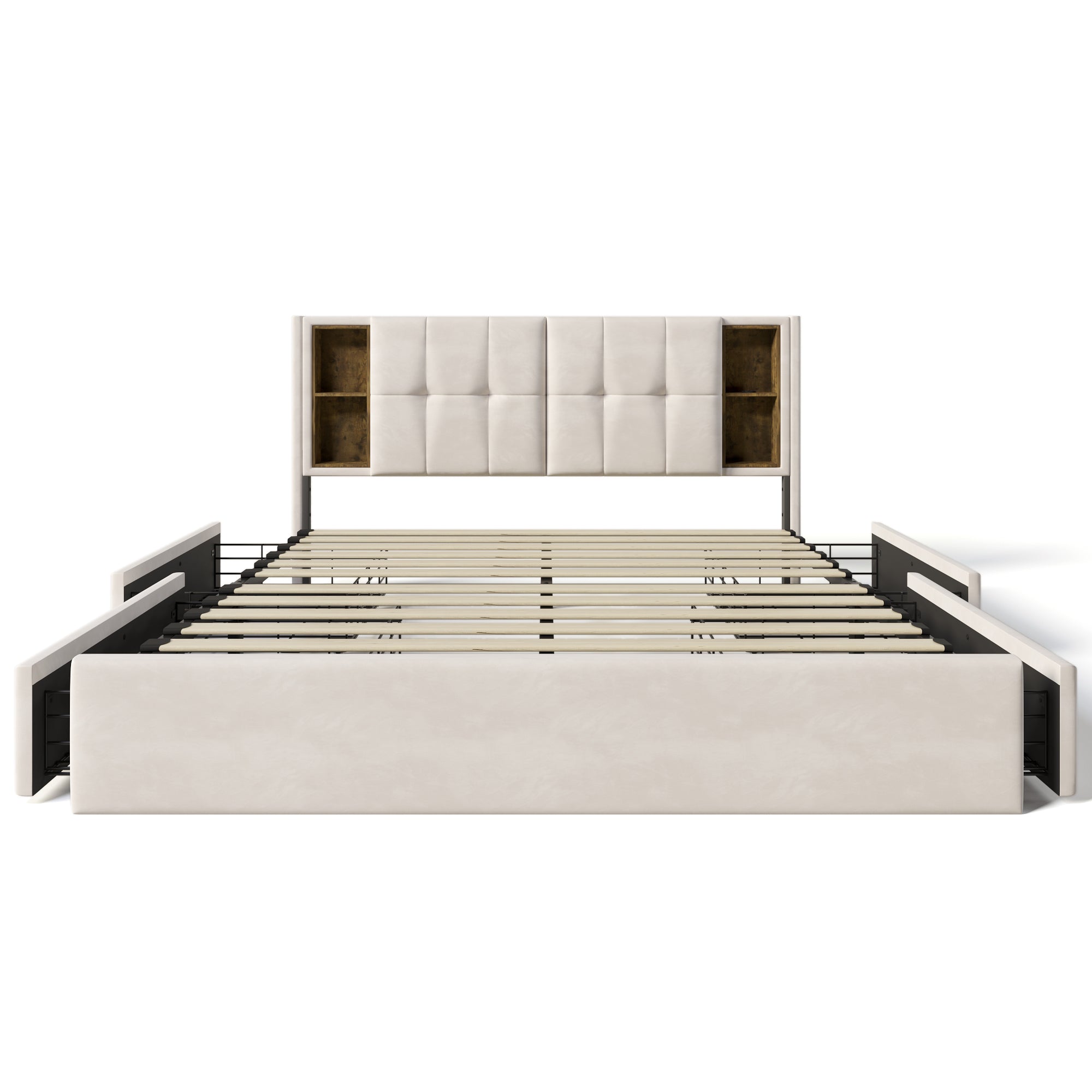 Logidon Tweepersoonsbed Draadloos Opladen Usb C 4 Laden Beige 160x200