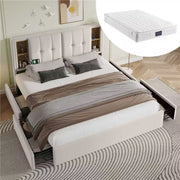 Logidon Tweepersoonsbed Draadloos Opladen Usb C 4 Laden Beige 160x200