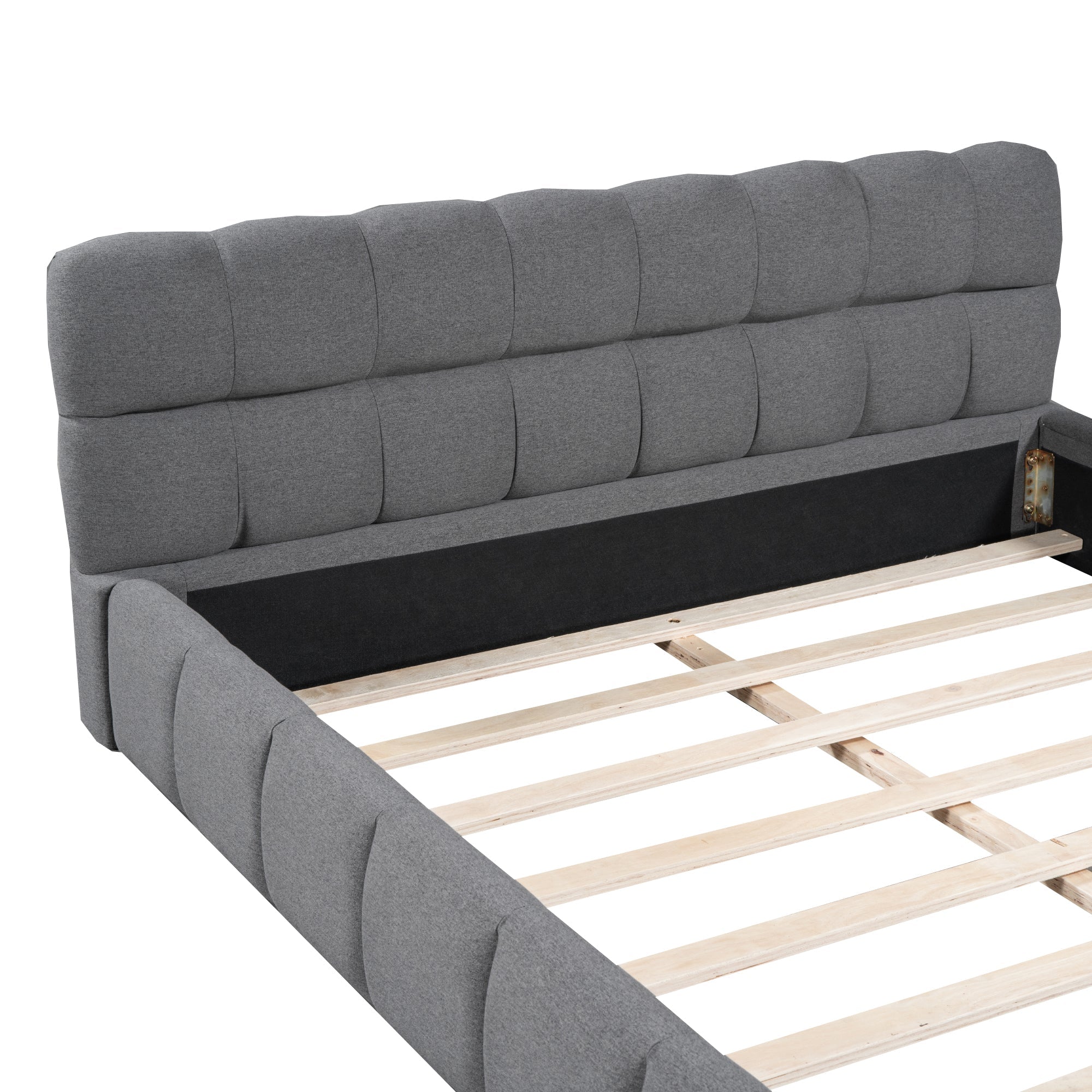 Logidon gestoffeerd bed 140x190 cm grijze stof met gestoffeerde rand
