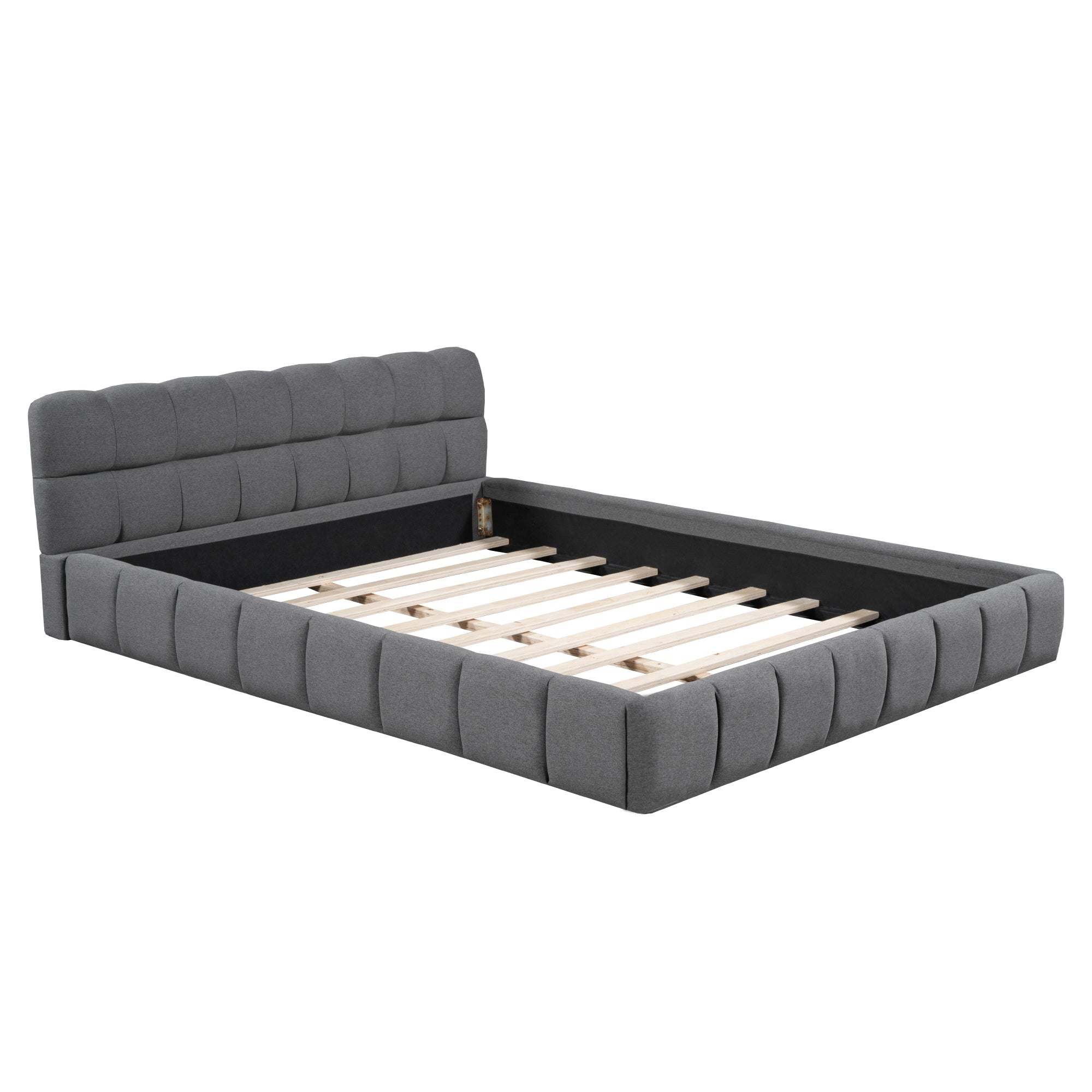 Logidon gestoffeerd bed 140x190 cm grijze stof met gestoffeerde rand