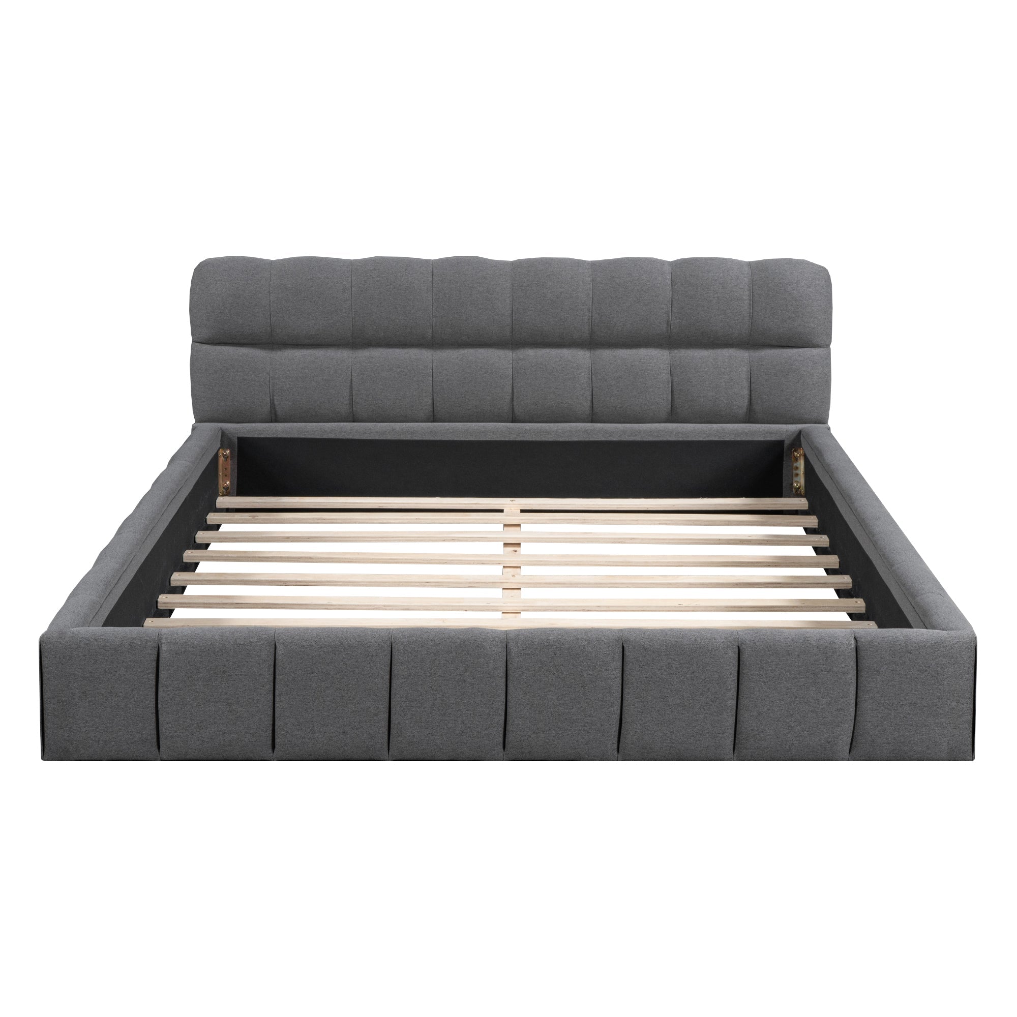 Logidon gestoffeerd bed 140x190 cm grijze stof met gestoffeerde rand