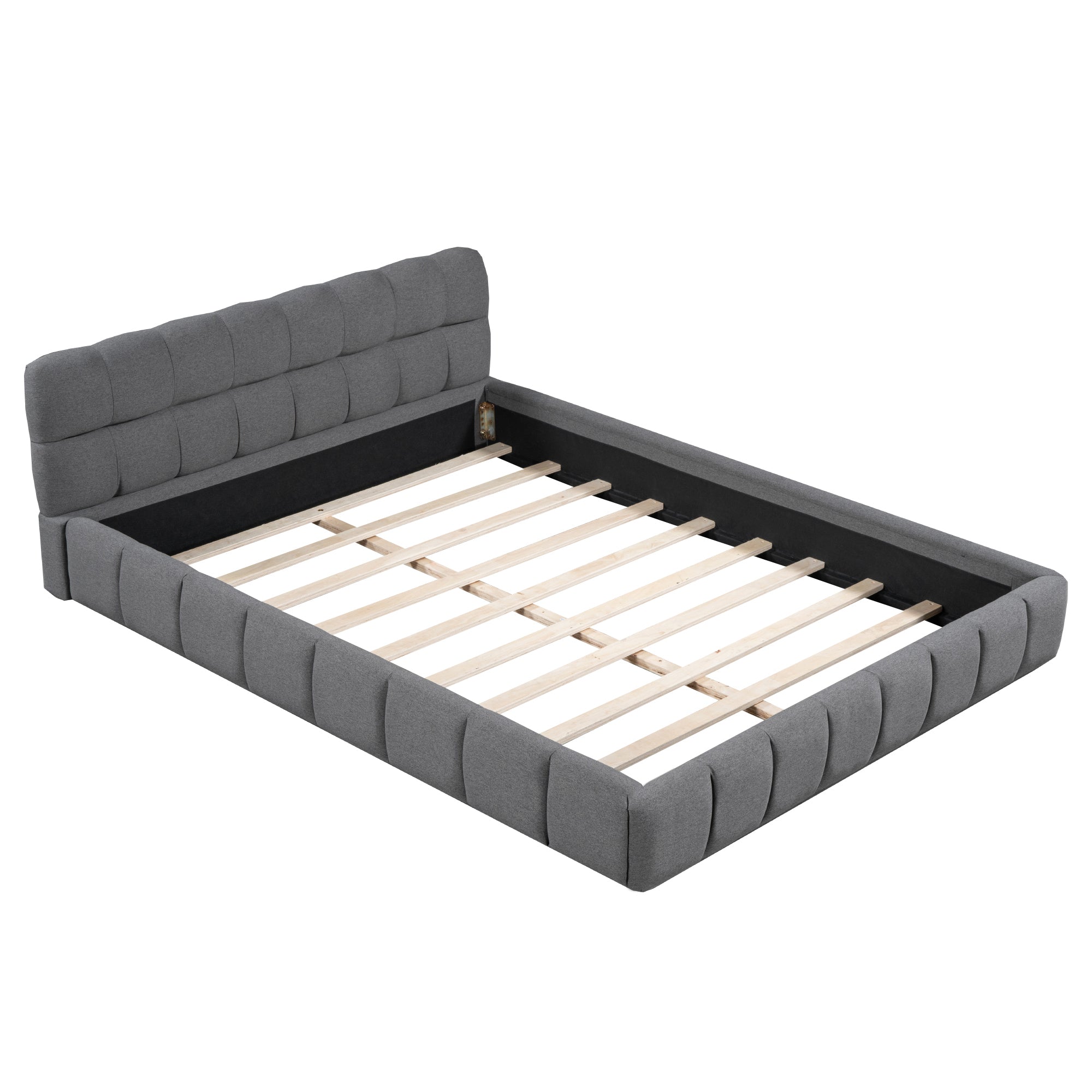 Logidon gestoffeerd bed 140x190 cm grijze stof met gestoffeerde rand