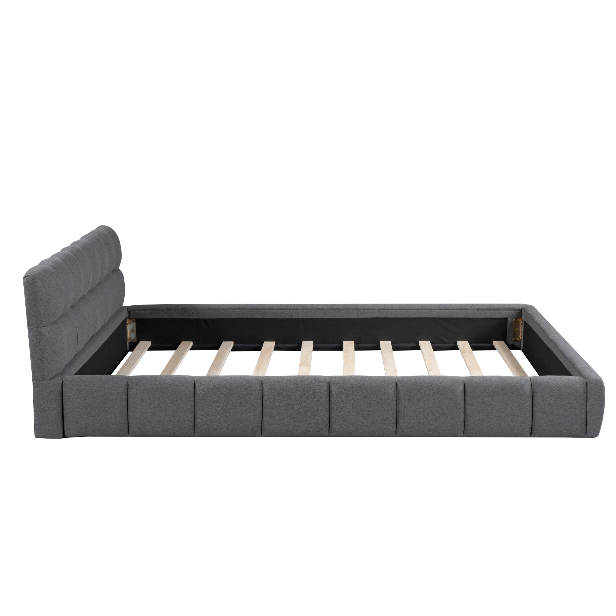 Logidon gestoffeerd bed 140x190 cm grijze stof met gestoffeerde rand
