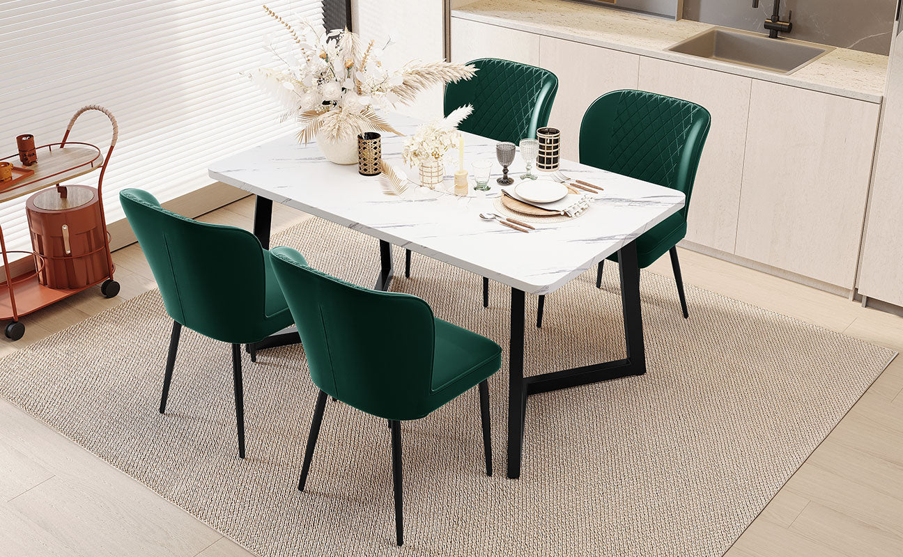 Logidon eetkamerstoel Velvet donkergroen ergonomisch metalen frame