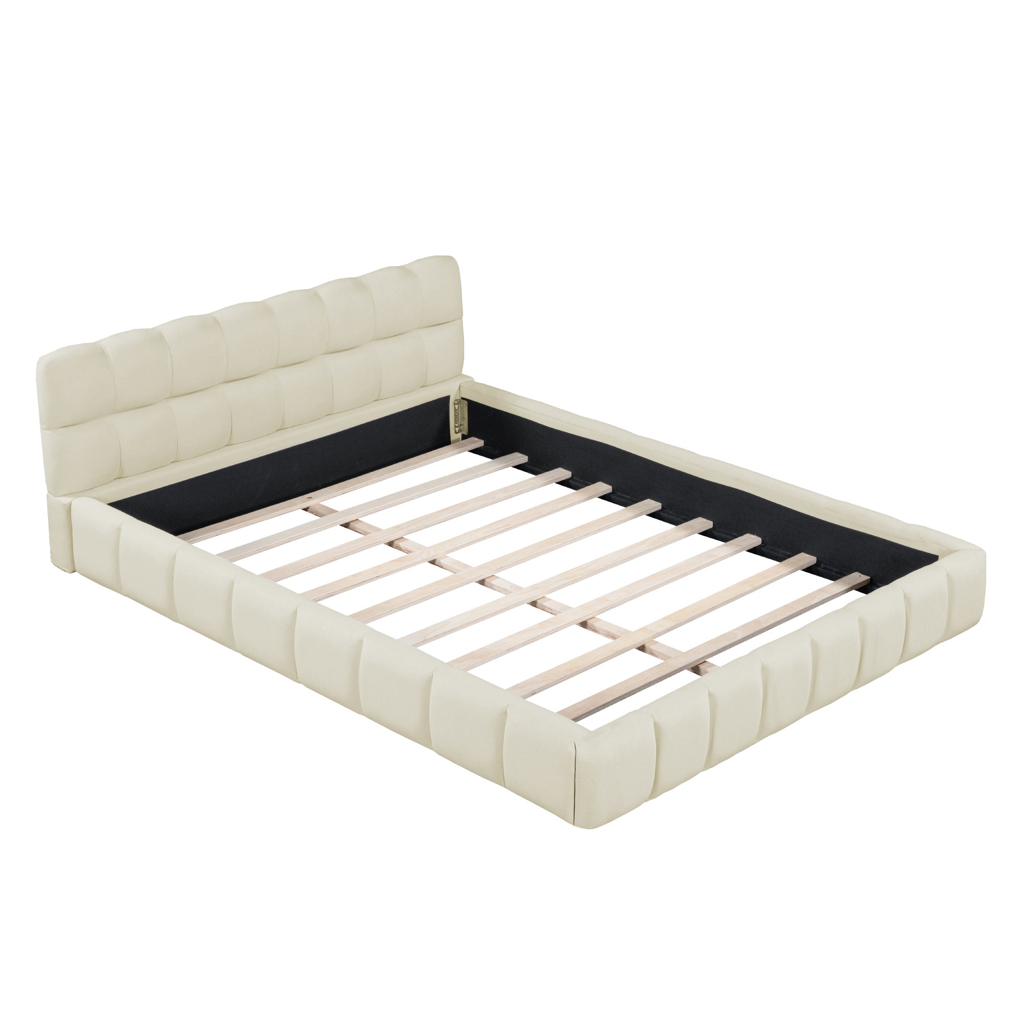 Logidon gestoffeerd bed 140x190 cm beige met hoofdbord elegant design