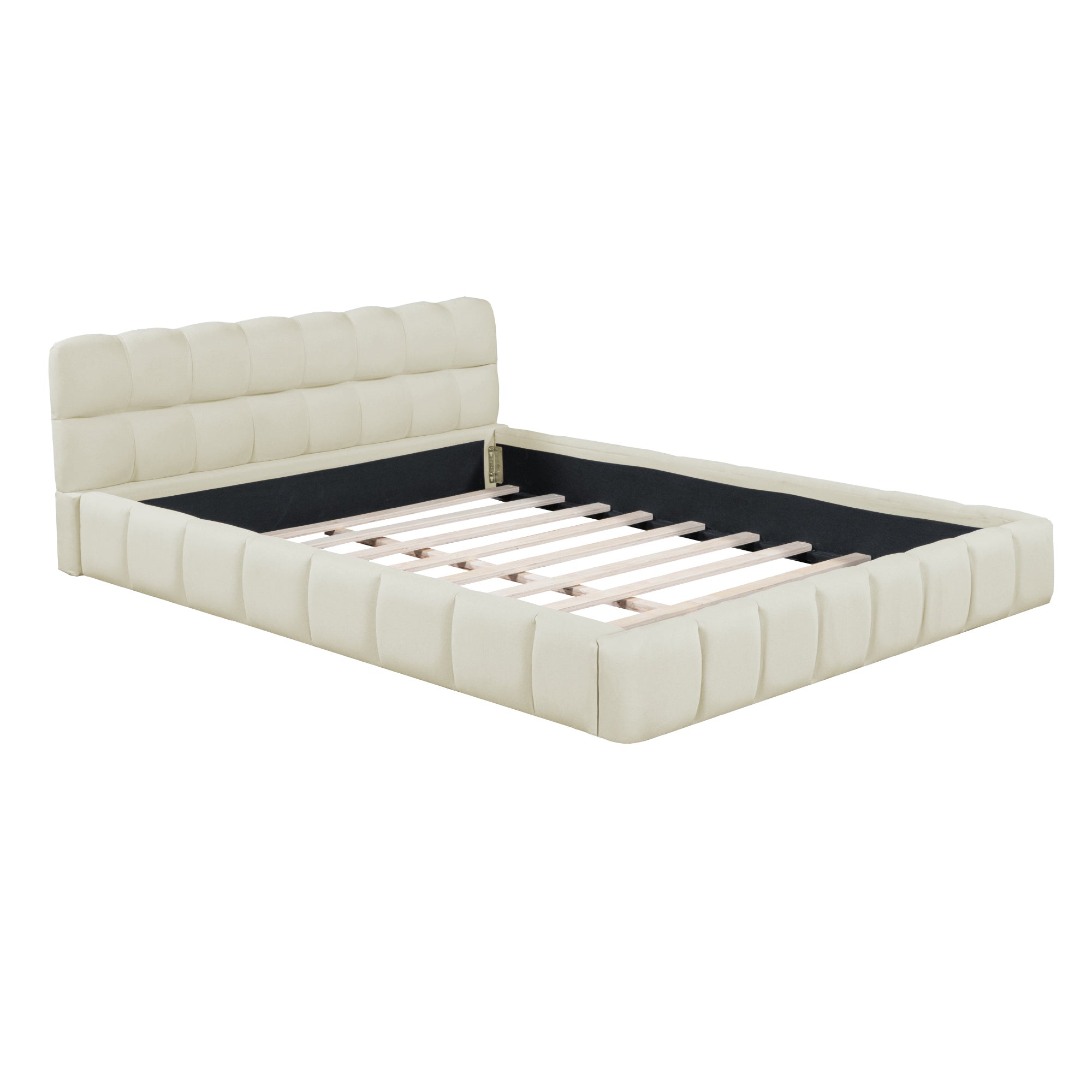Logidon gestoffeerd bed 140x190 cm beige met hoofdbord elegant design