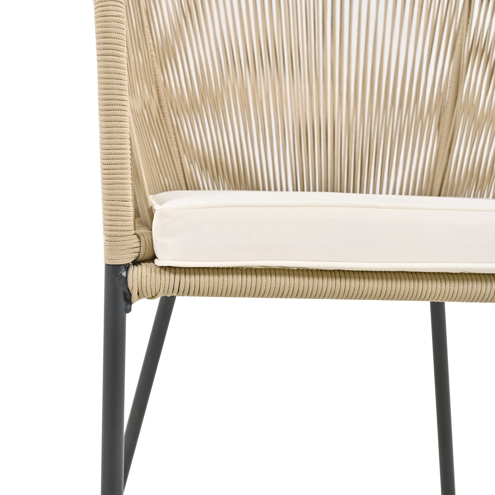 Logidon Tuineetset 7-delig Rope Lounge met acaciahouten tafel beige kussens