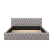 Logidon gestoffeerd bed jeugd tweepersoonsbed 140 x 200 cm velours grijs