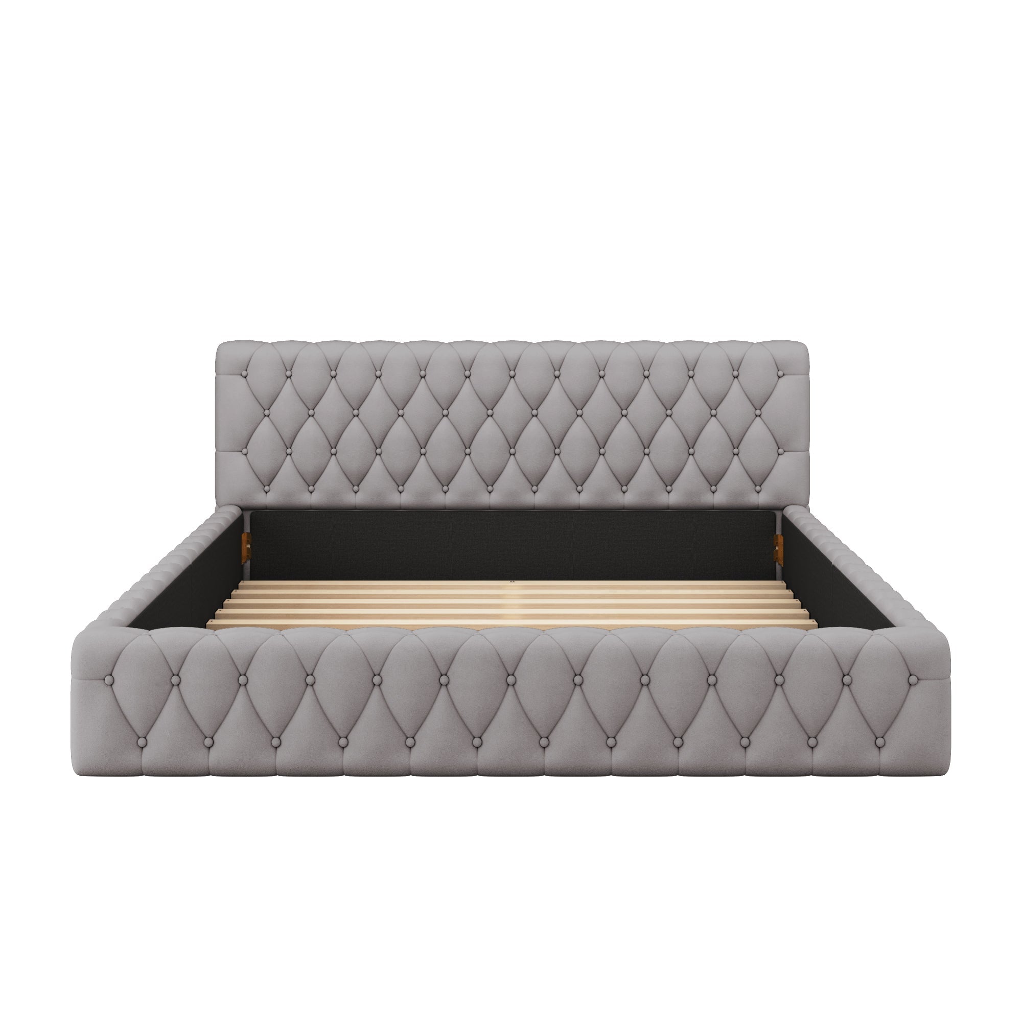 Logidon gestoffeerd bed jeugd tweepersoonsbed 140 x 200 cm velours grijs