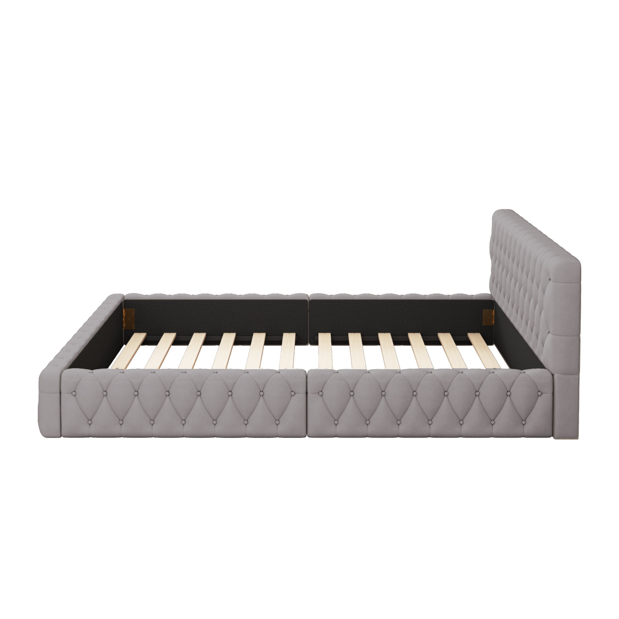 Logidon gestoffeerd bed jeugd tweepersoonsbed 140 x 200 cm velours grijs