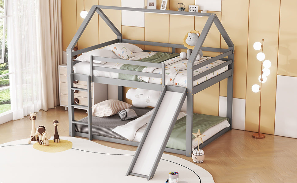 Logidon bunk bed double bed 140x200 gray with slide