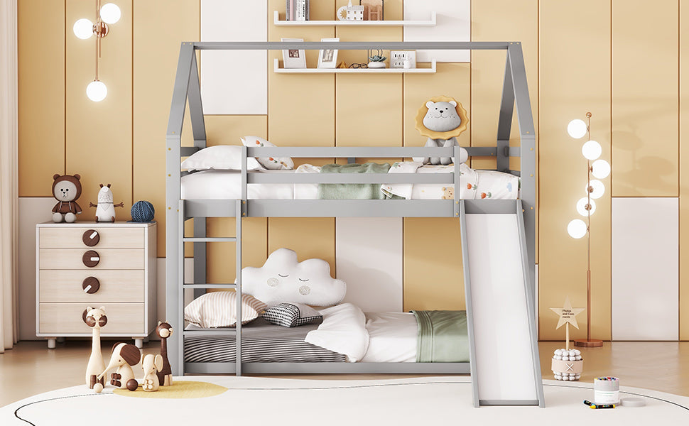 Logidon bunk bed double bed 140x200 gray with slide