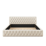 Logidon gestoffeerd jeugd tweepersoonsbed 140 x 200 cm beige velours