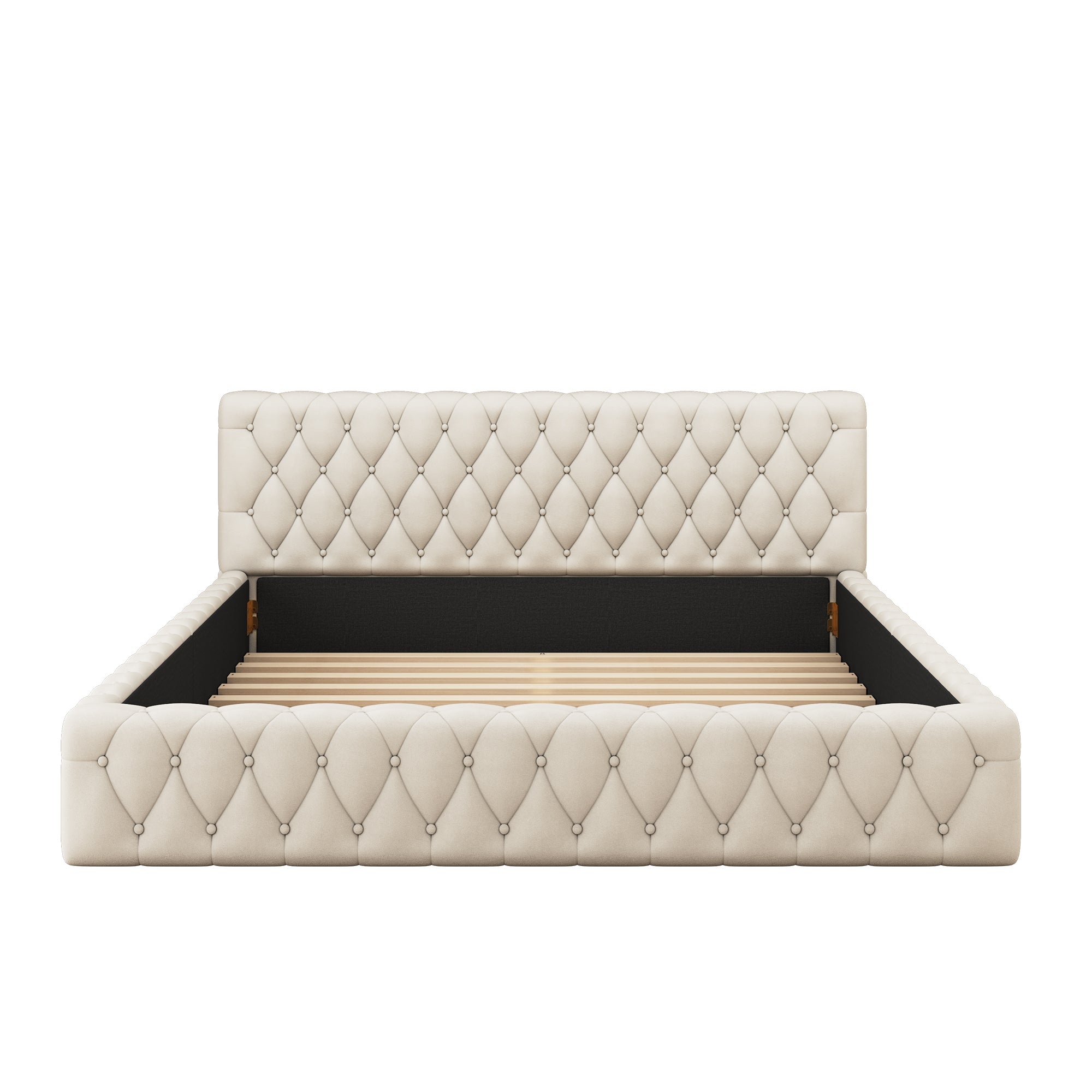 Logidon gestoffeerd jeugd tweepersoonsbed 140 x 200 cm beige velours