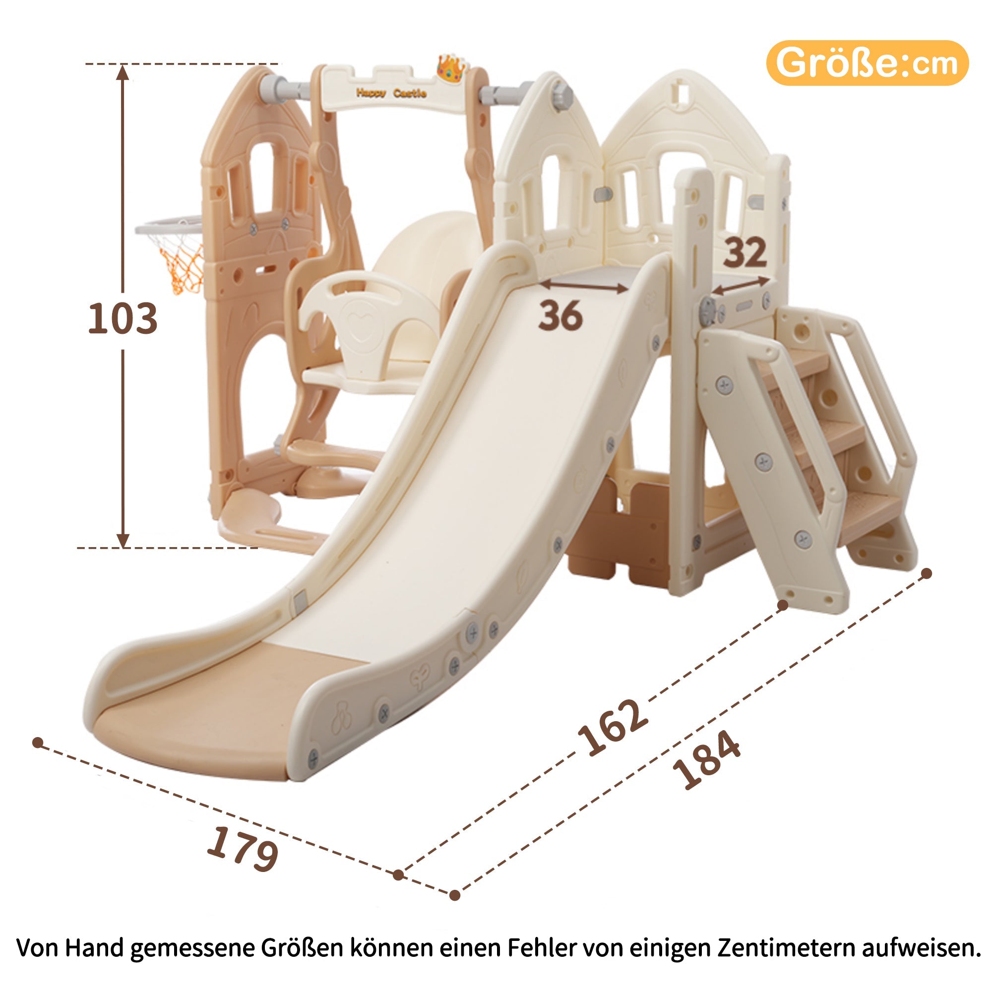 Logidon 5-in-1 kinderglijbaanset bruin wit indoorplezier