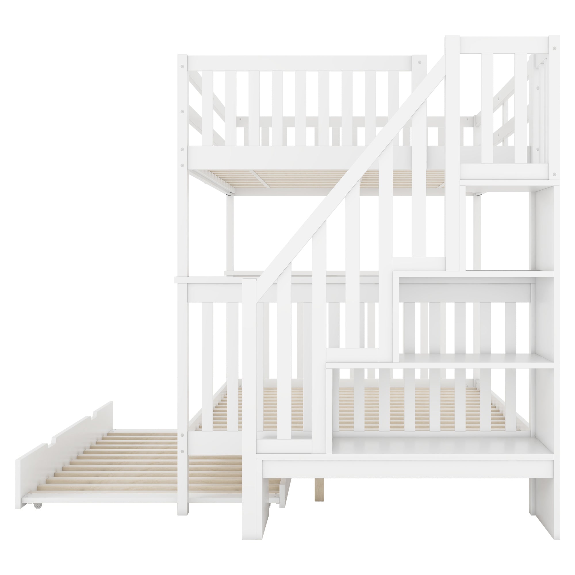 Logidon bunk bed 140x200 cm with trundle bed stair shelf white