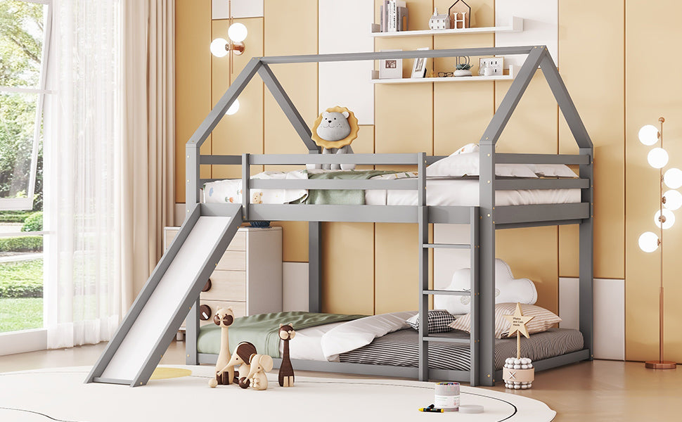 Logidon bunk bed double bed 140x200 gray with slide