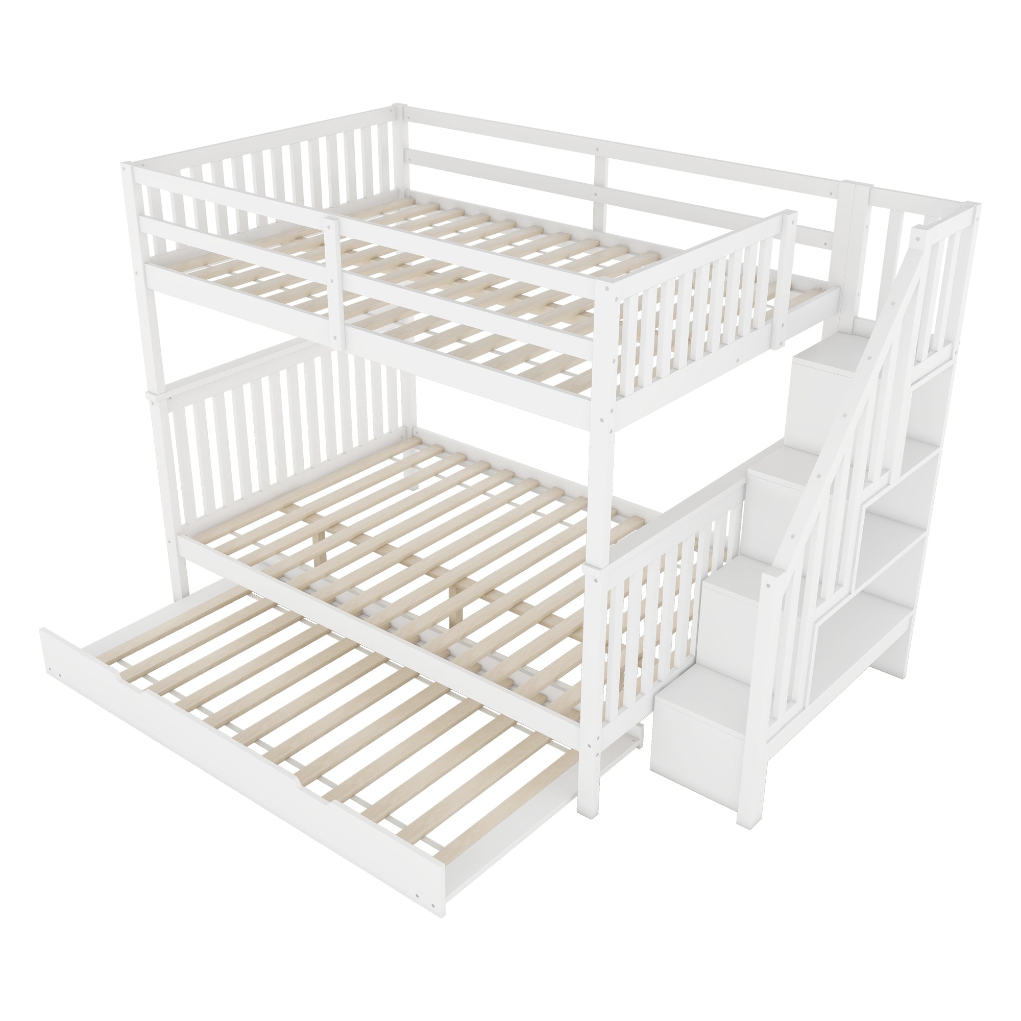 Logidon bunk bed 140x200 cm with trundle bed stair shelf white