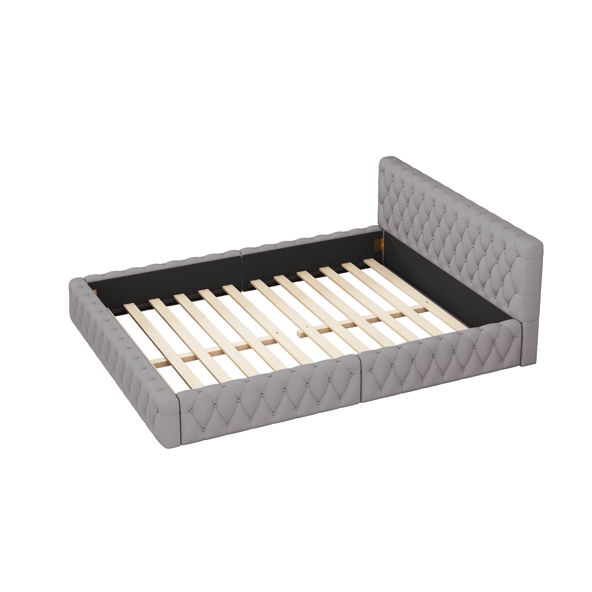 Logidon gestoffeerd bed jeugd tweepersoonsbed 140 x 200 cm velours grijs