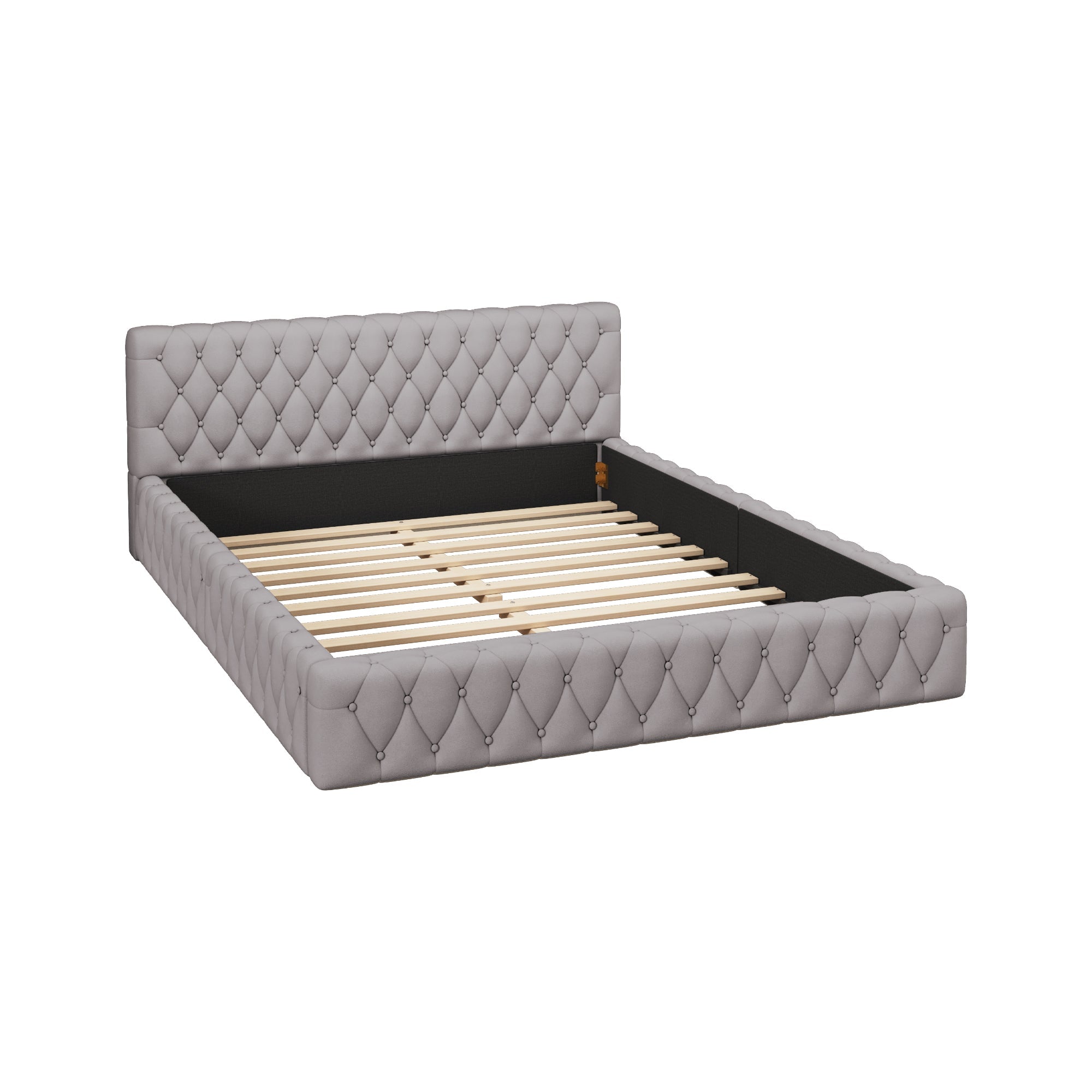 Logidon gestoffeerd bed jeugd tweepersoonsbed 140 x 200 cm velours grijs