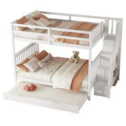 Logidon bunk bed 140x200 cm with trundle bed stair shelf white