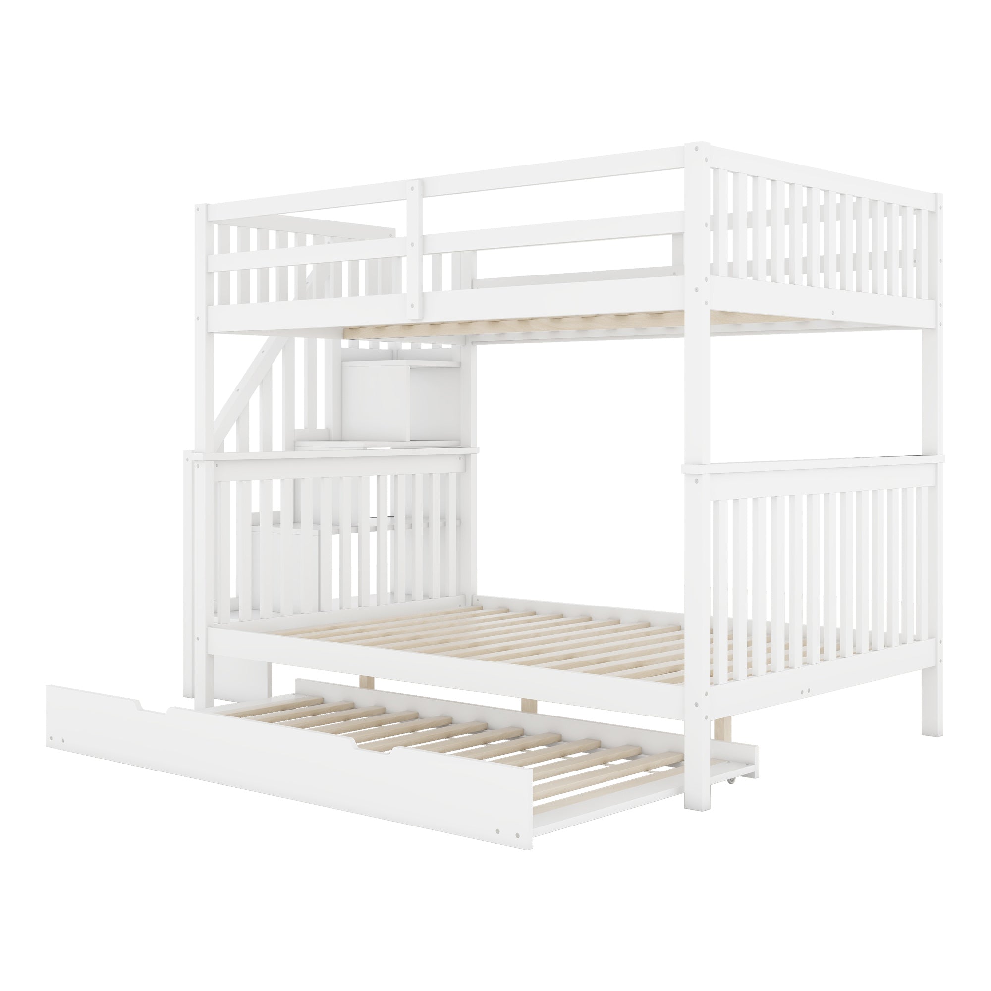 Logidon bunk bed 140x200 cm with trundle bed stair shelf white