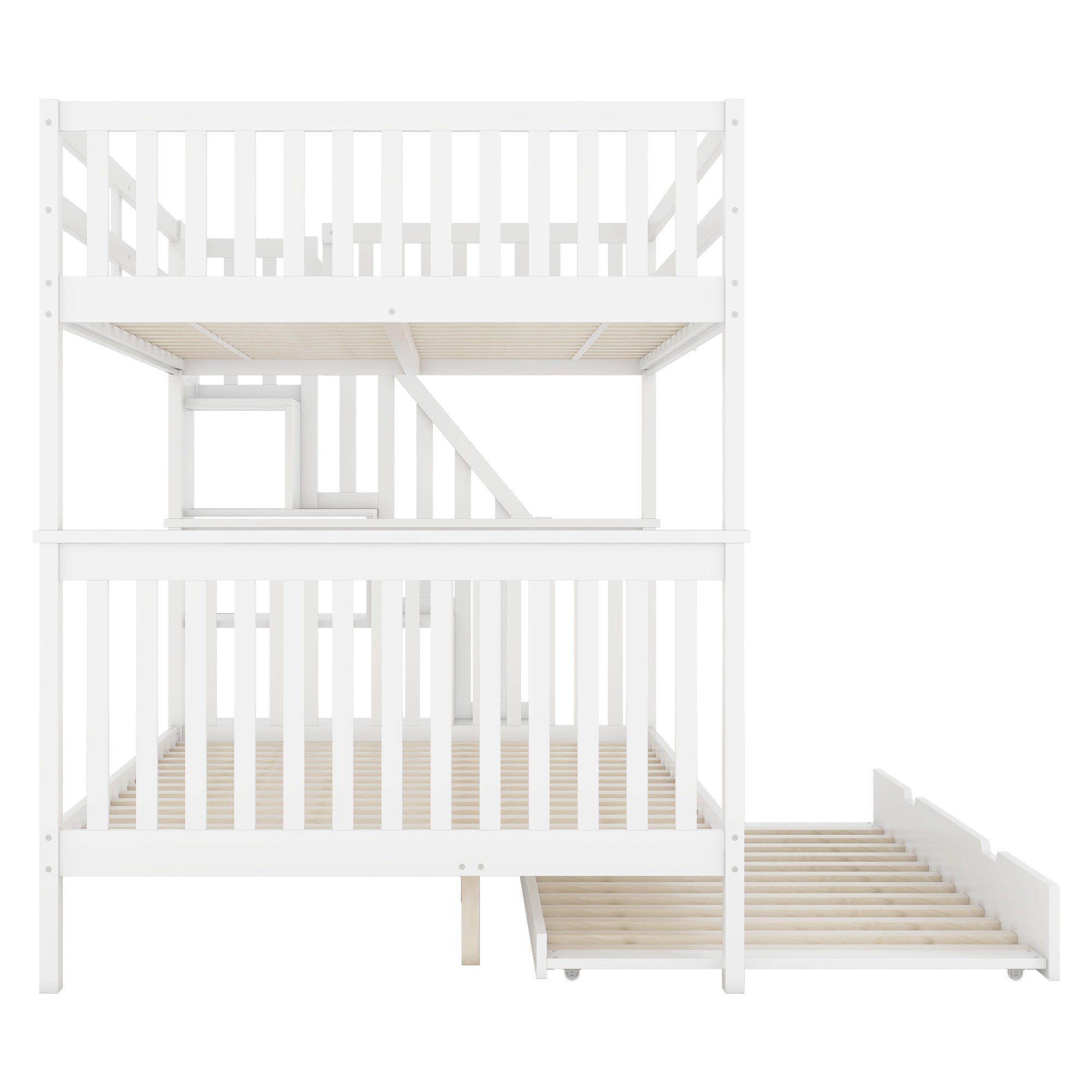 Logidon bunk bed 140x200 cm with trundle bed stair shelf white