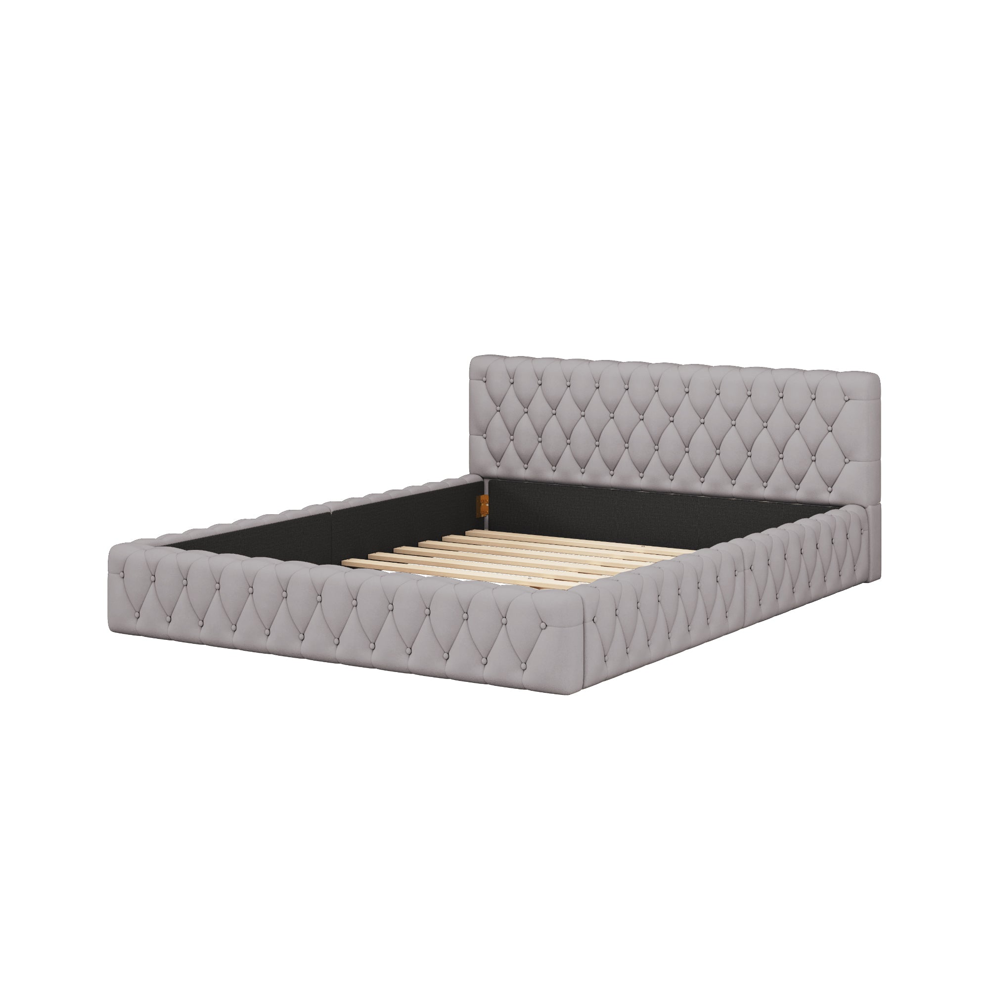 Logidon gestoffeerd bed jeugd tweepersoonsbed 140 x 200 cm velours grijs