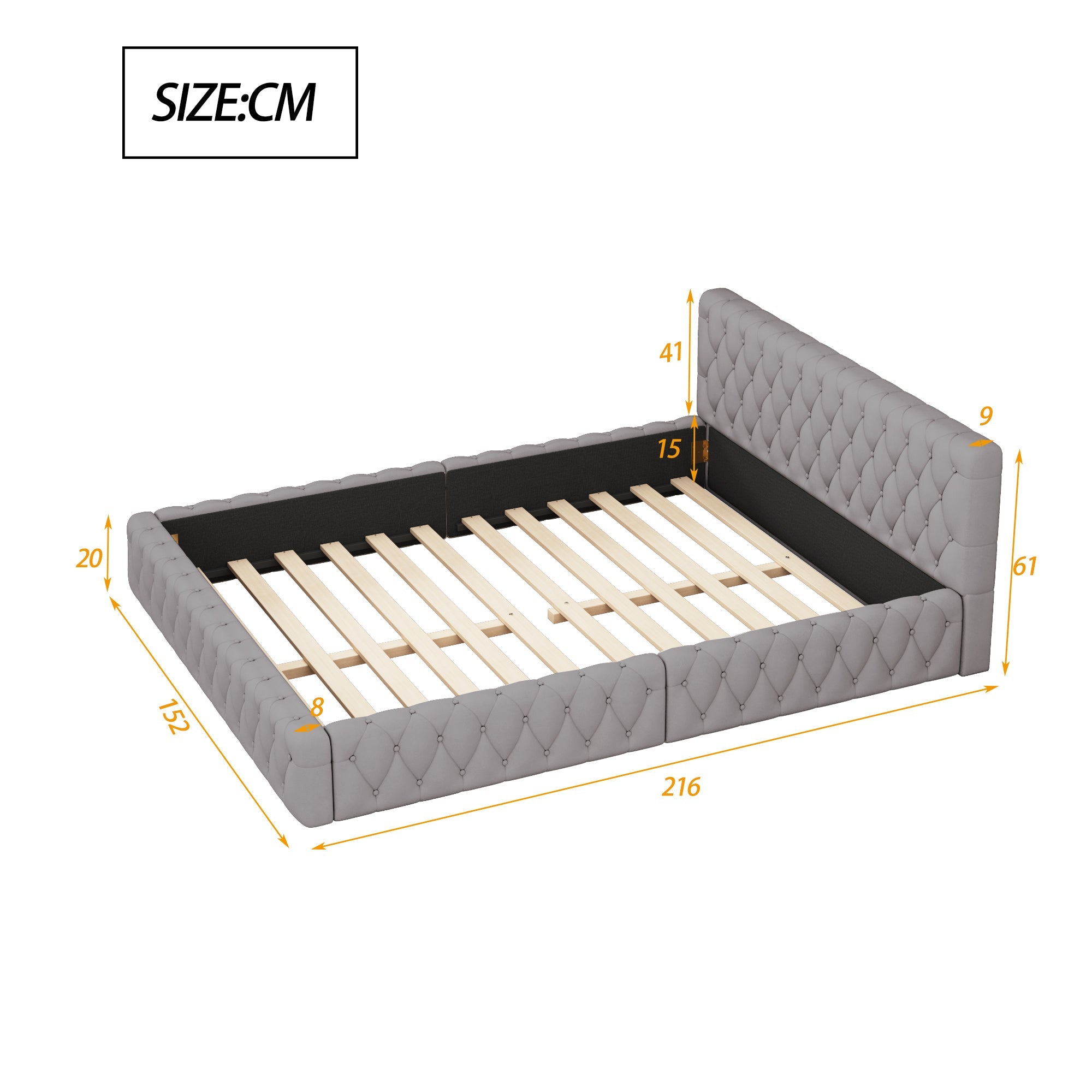 Logidon gestoffeerd bed jeugd tweepersoonsbed 140 x 200 cm velours grijs