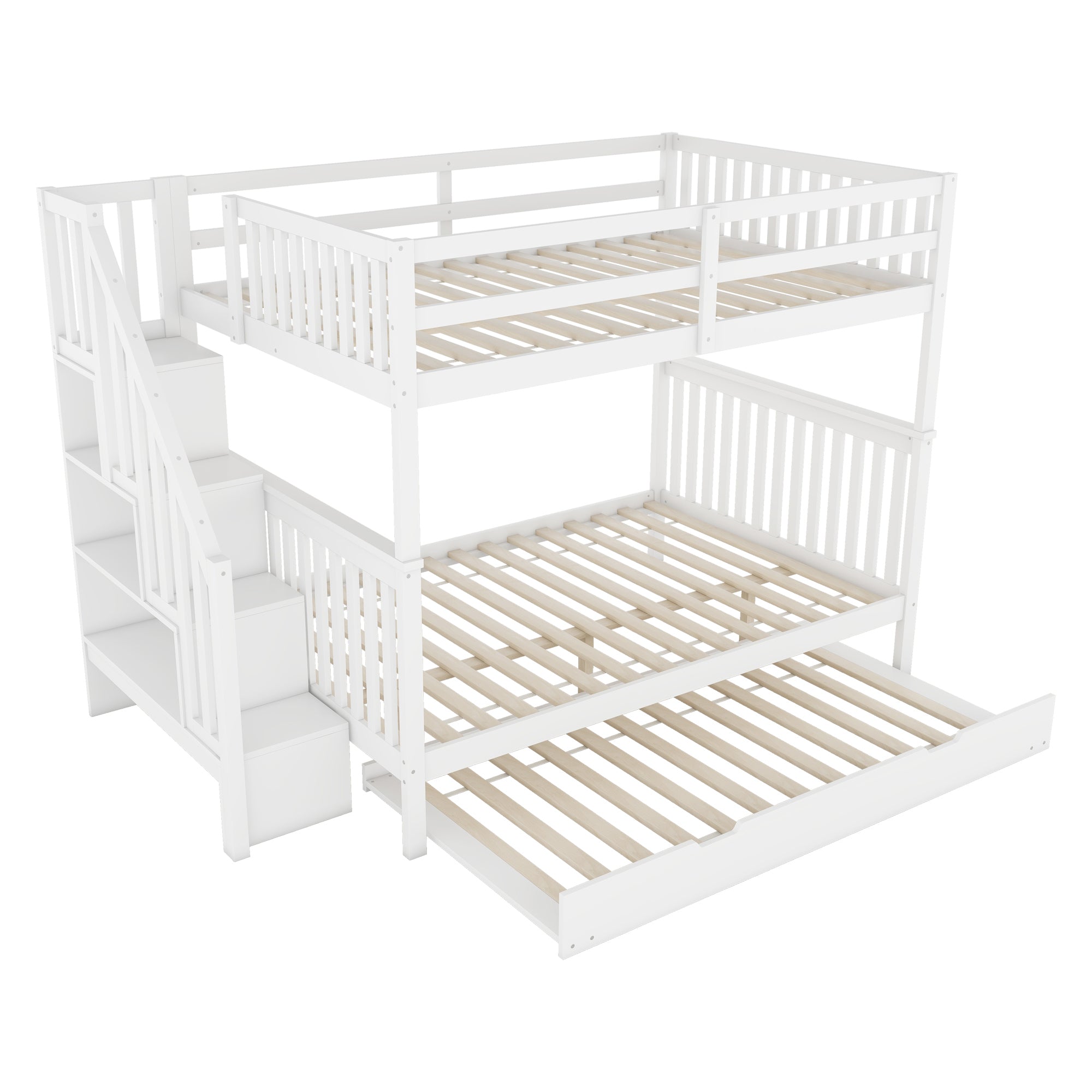 Logidon bunk bed 140x200 cm with trundle bed stair shelf white