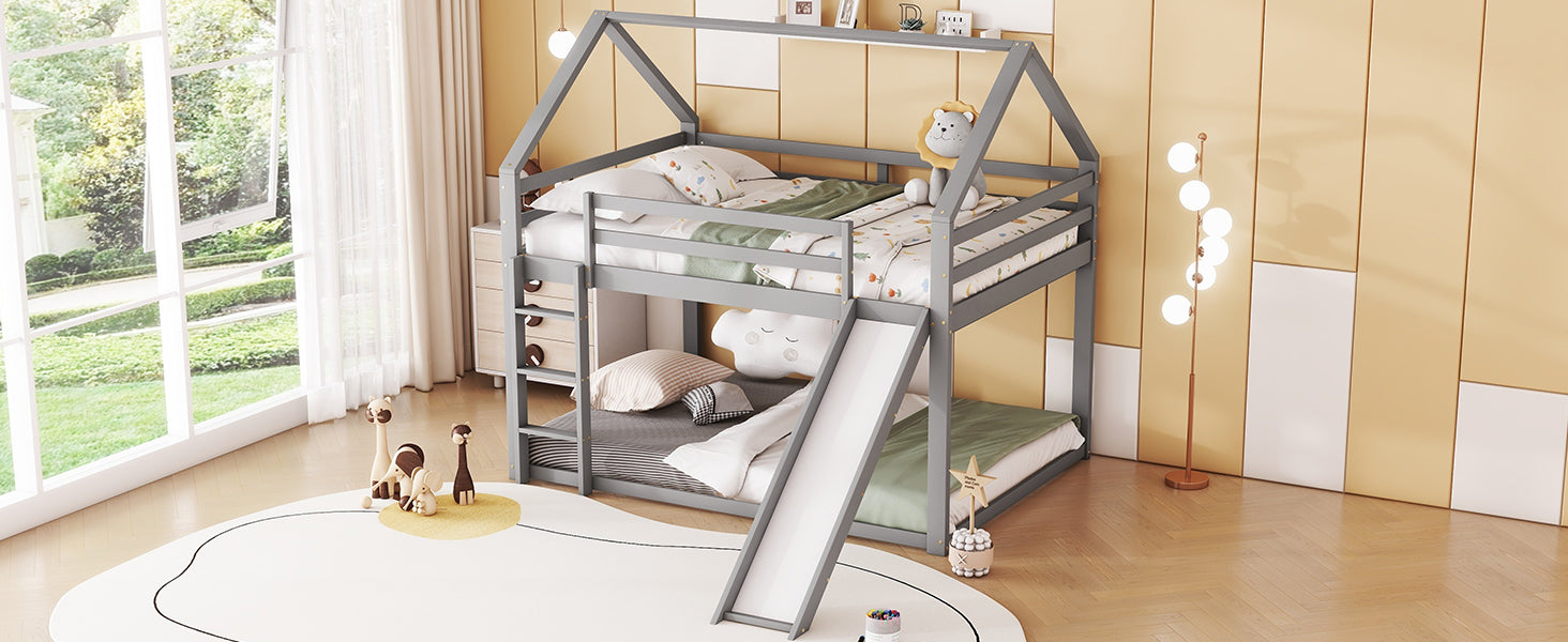 Logidon bunk bed double bed 140x200 gray with slide