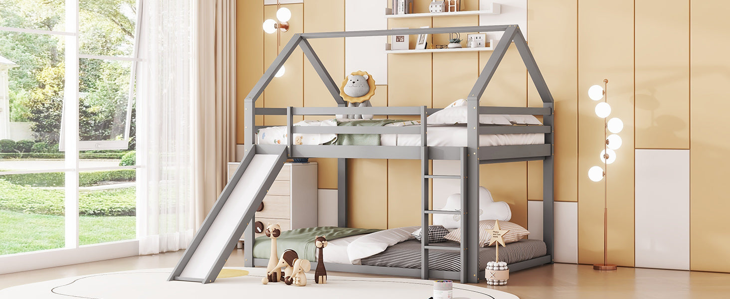 Logidon bunk bed double bed 140x200 gray with slide